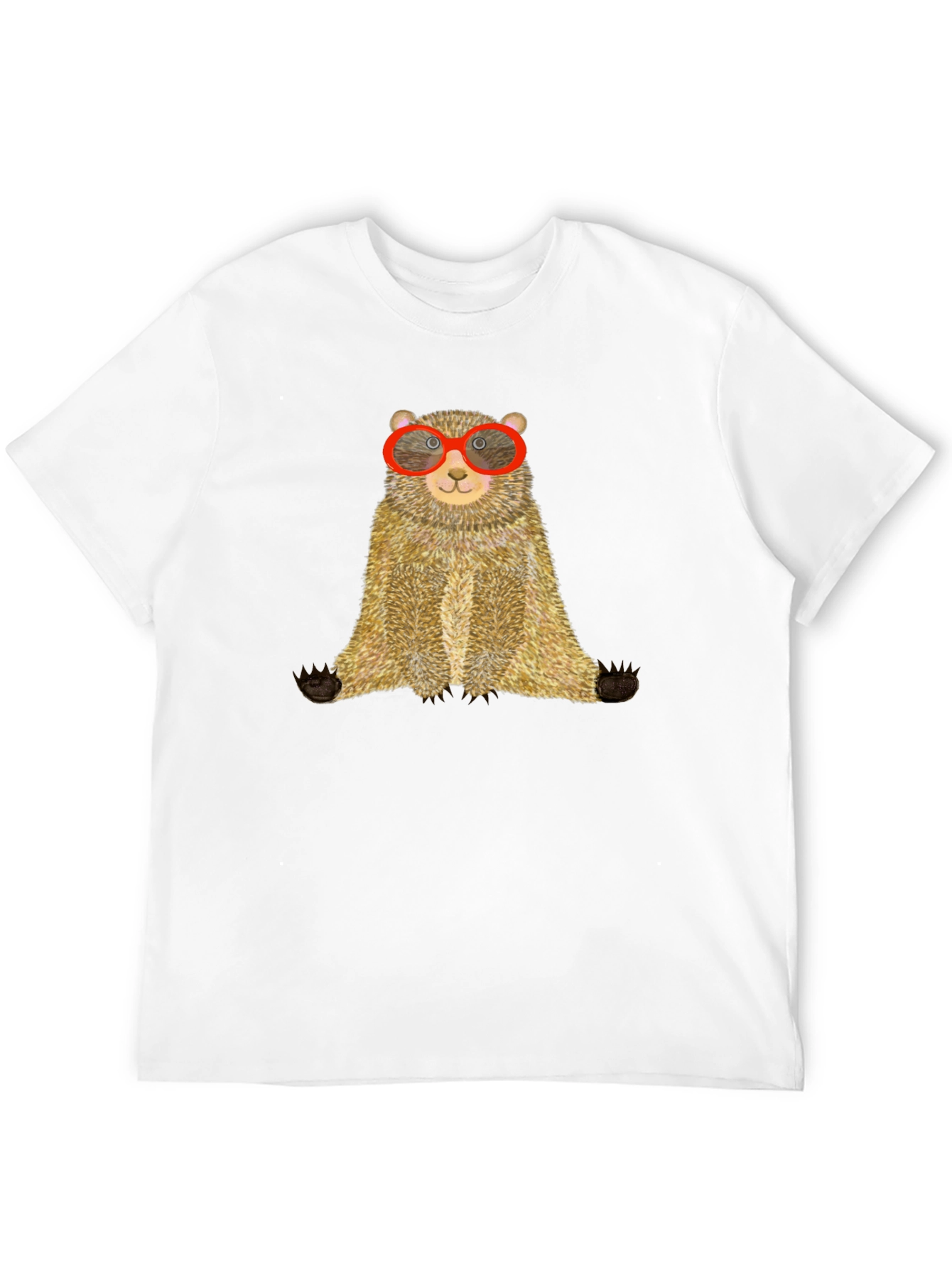 Bear with Glasses Black Tee - Unique Graphic T-Shirt