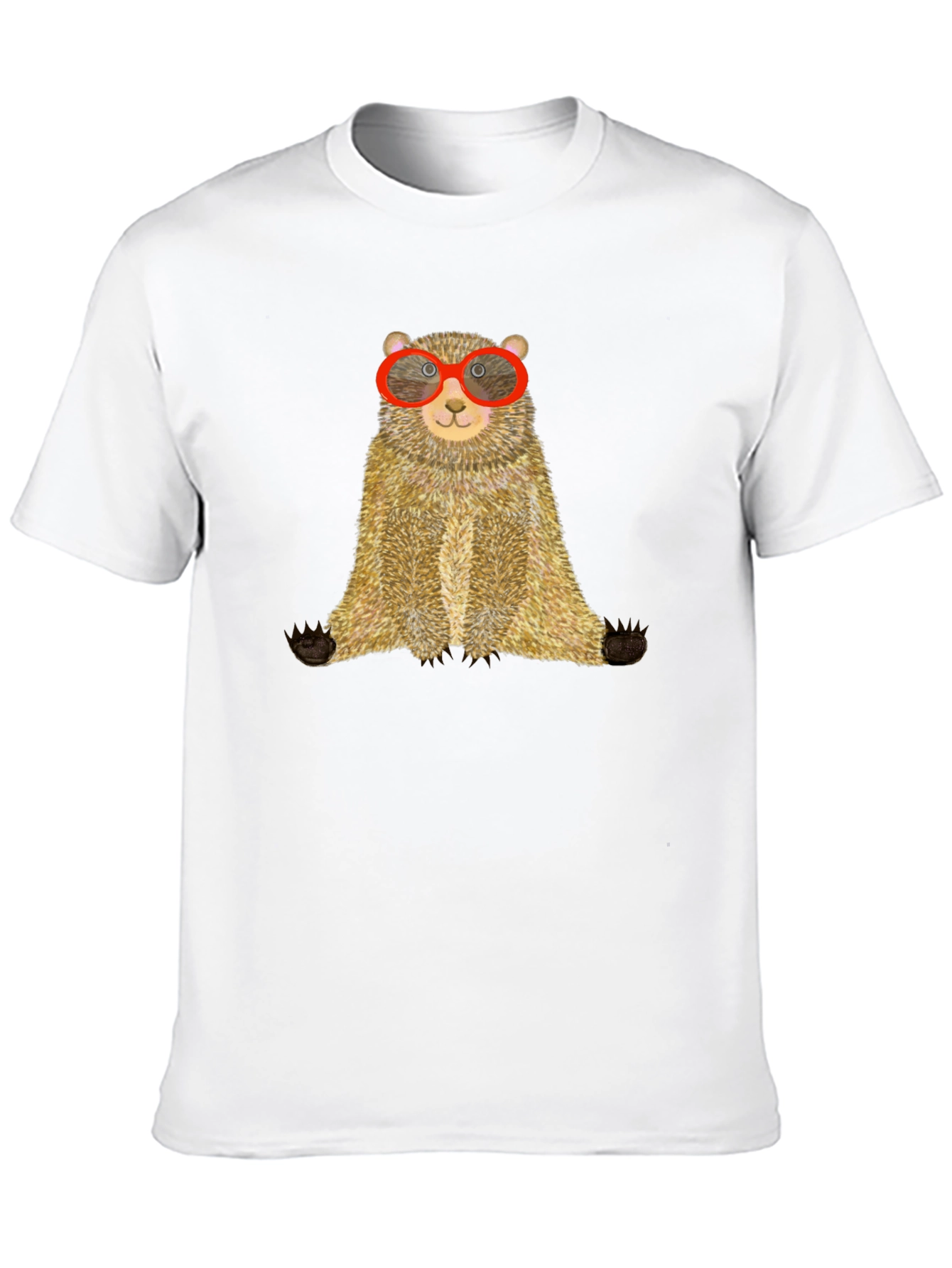 Bear with Glasses Black Tee - Unique Graphic T-Shirt