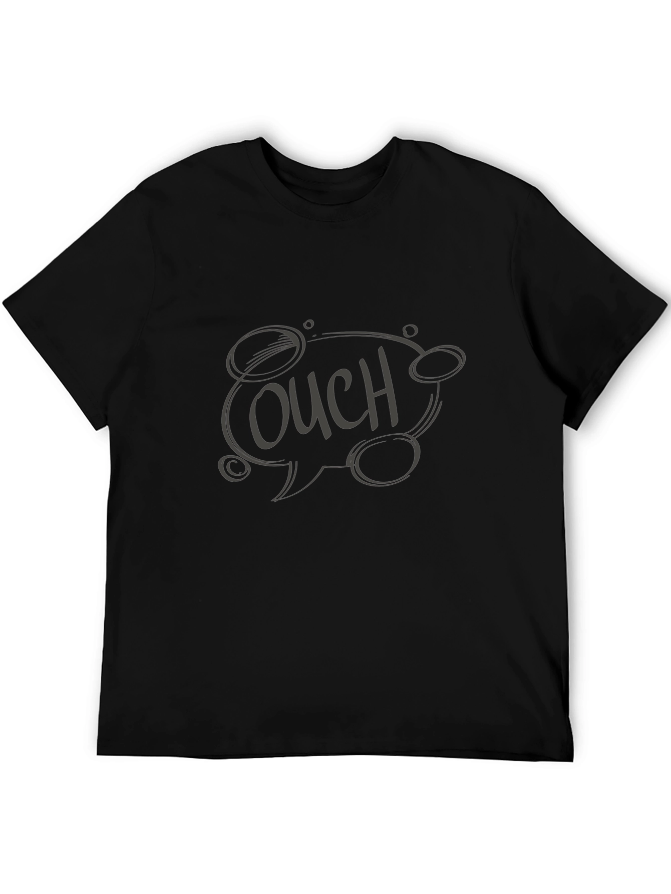 Ouch! Graphic Print Black Cotton T-Shirt