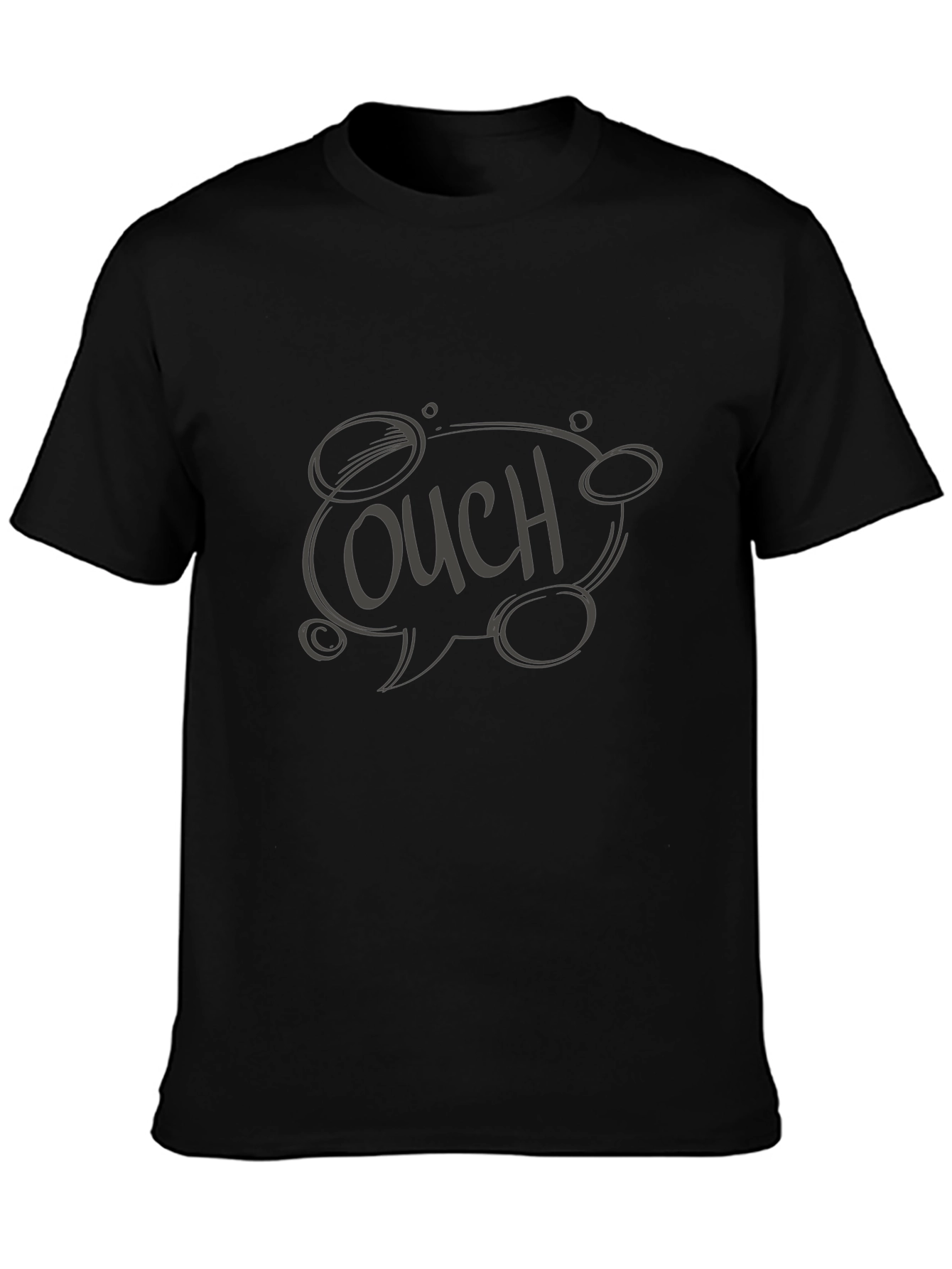 Ouch! Graphic Print Black Cotton T-Shirt