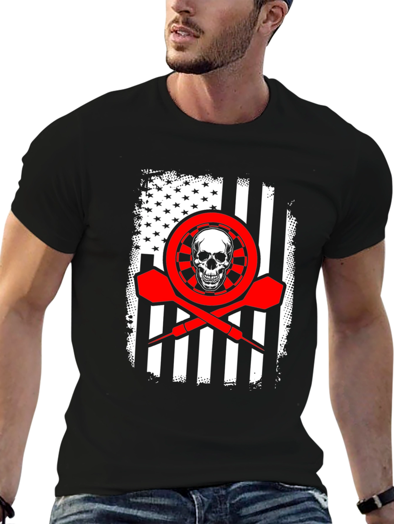 Darts Skull Flag T-Shirt - Patriotic Dart Player Tee