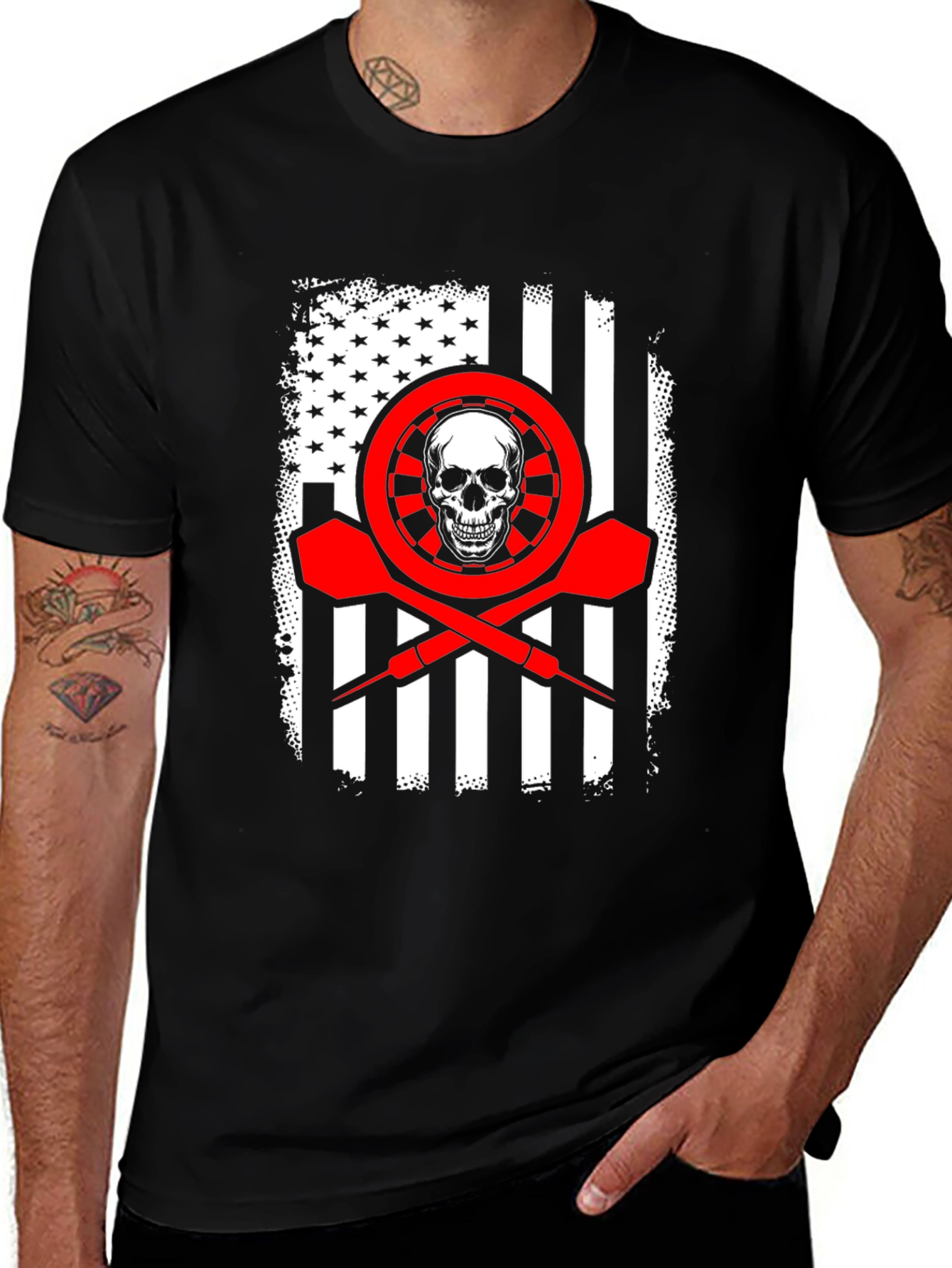 Darts Skull Flag T-Shirt - Patriotic Dart Player Tee