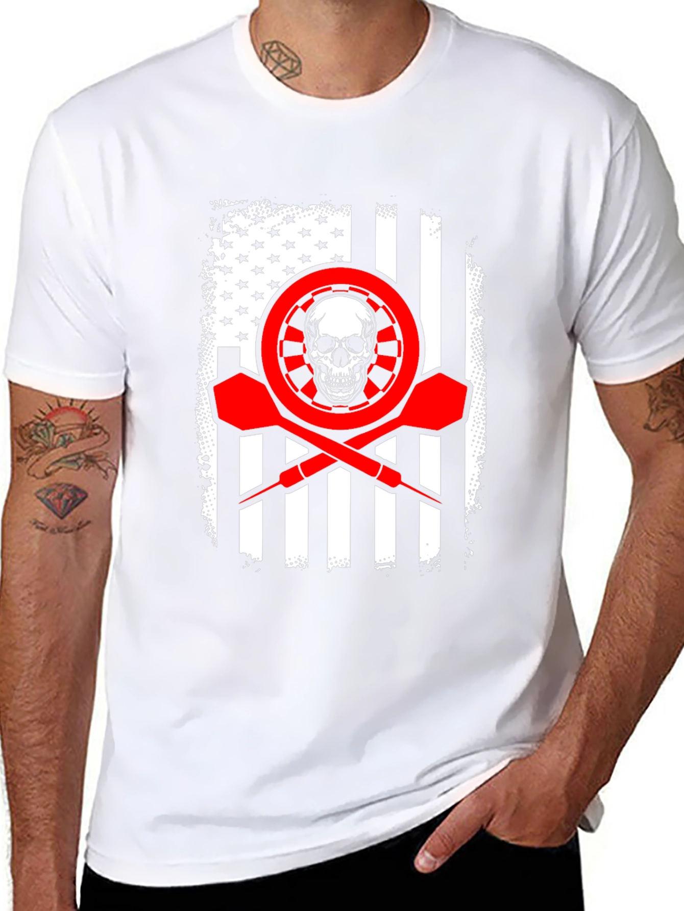 Darts Skull Flag T-Shirt - Patriotic Dart Player Tee
