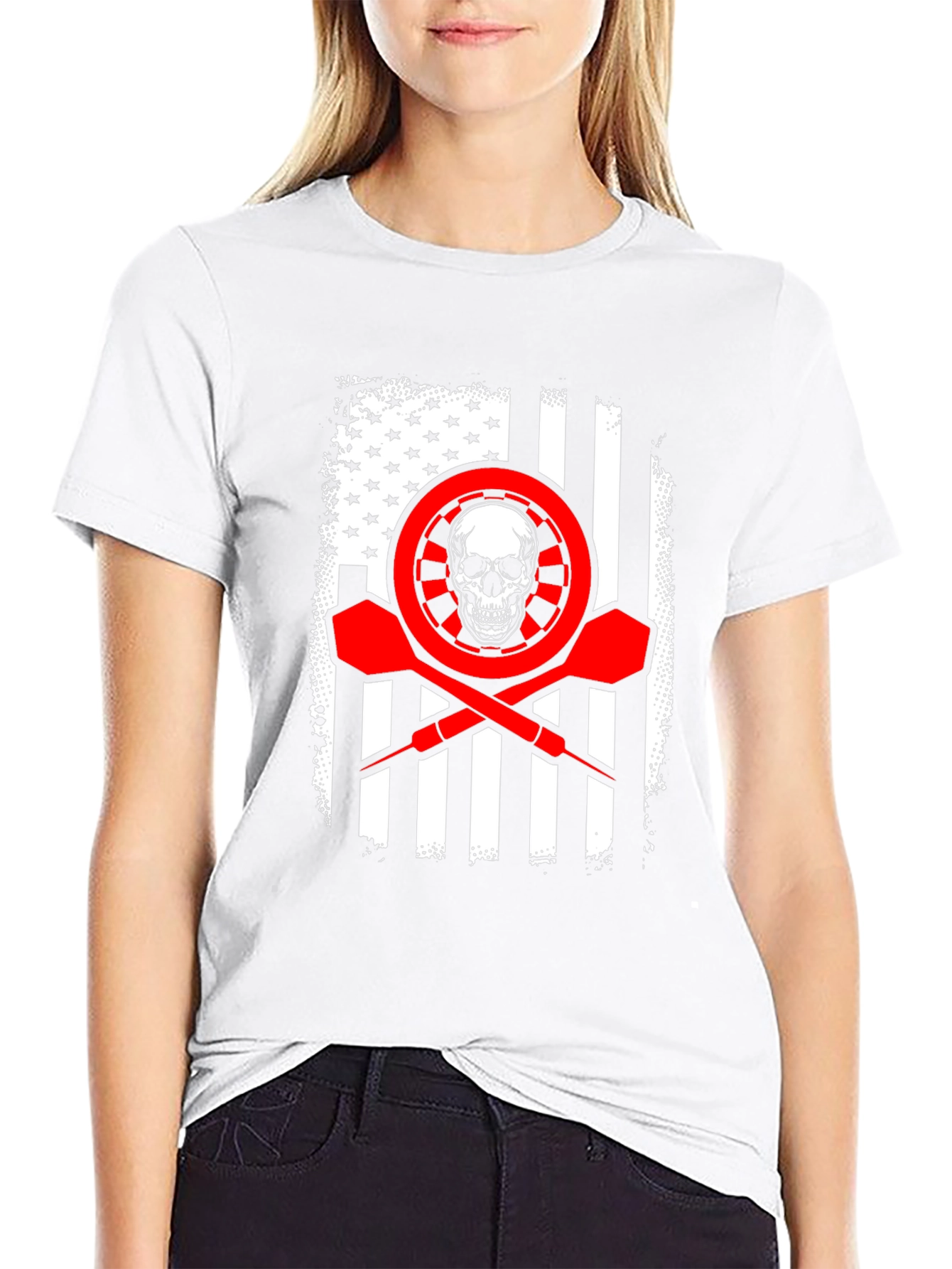Darts Skull Flag T-Shirt - Patriotic Dart Player Tee