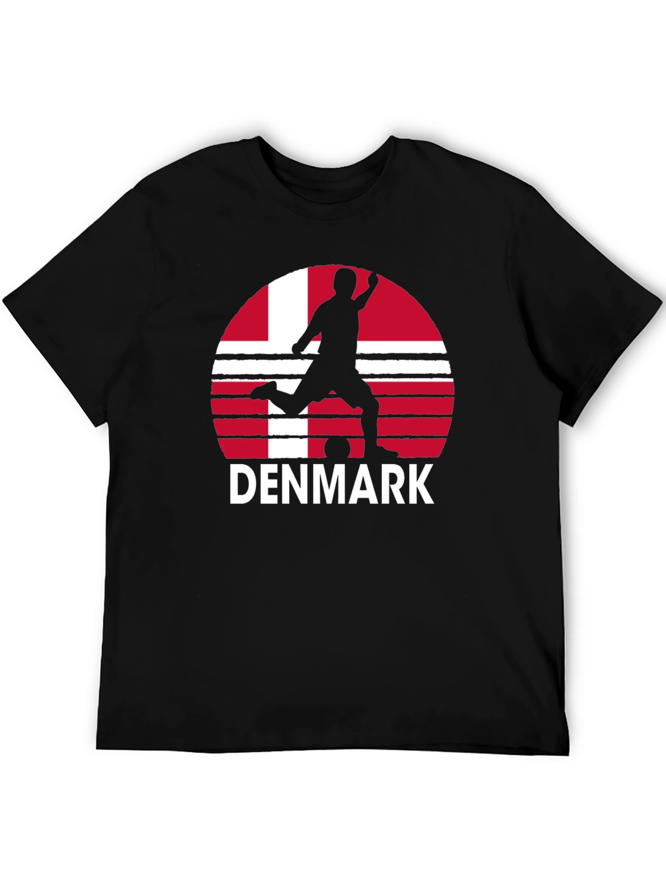 Denmark Soccer T-Shirt - Black Graphic Tee
