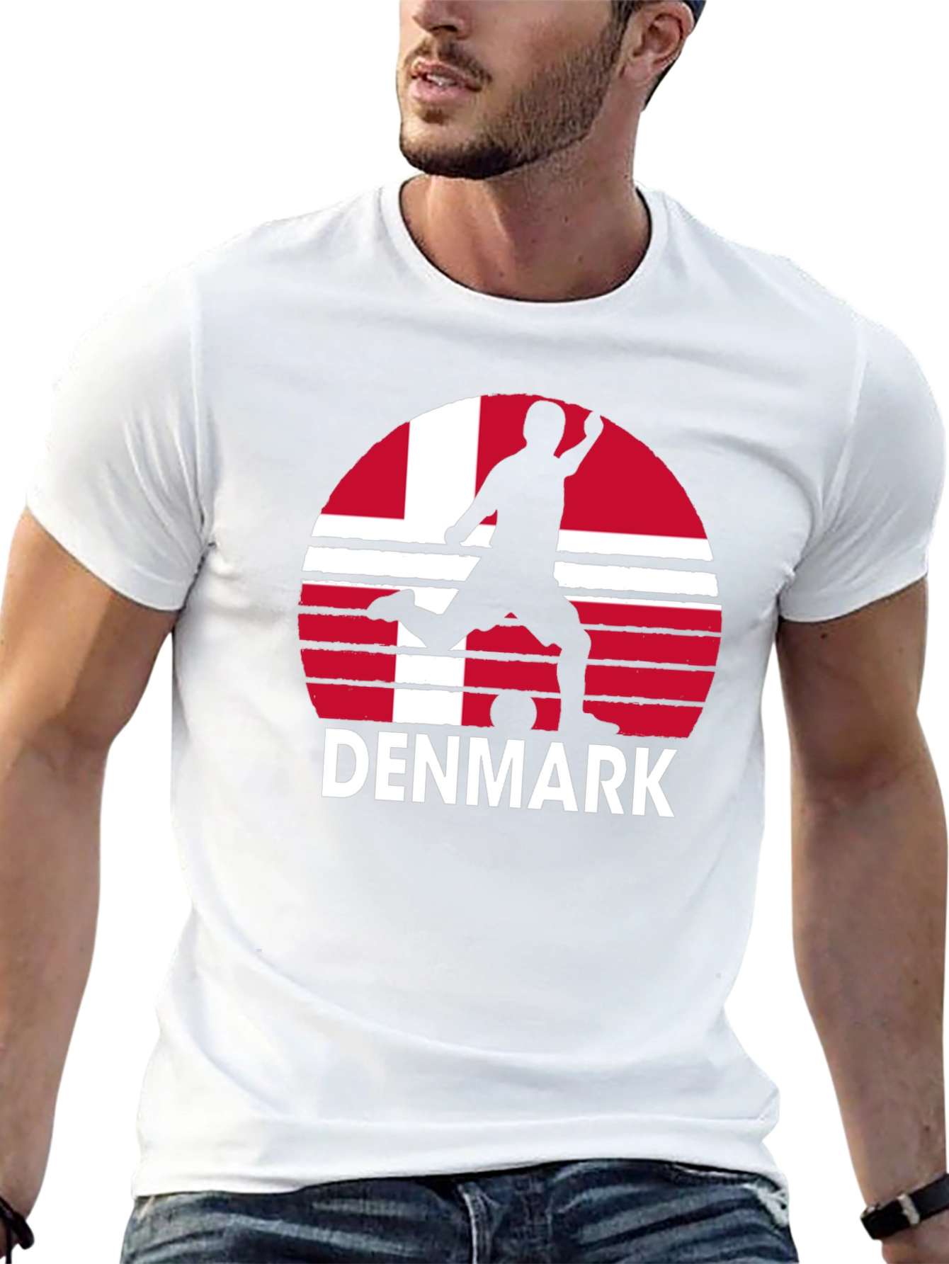 Denmark Soccer T-Shirt - Black Graphic Tee