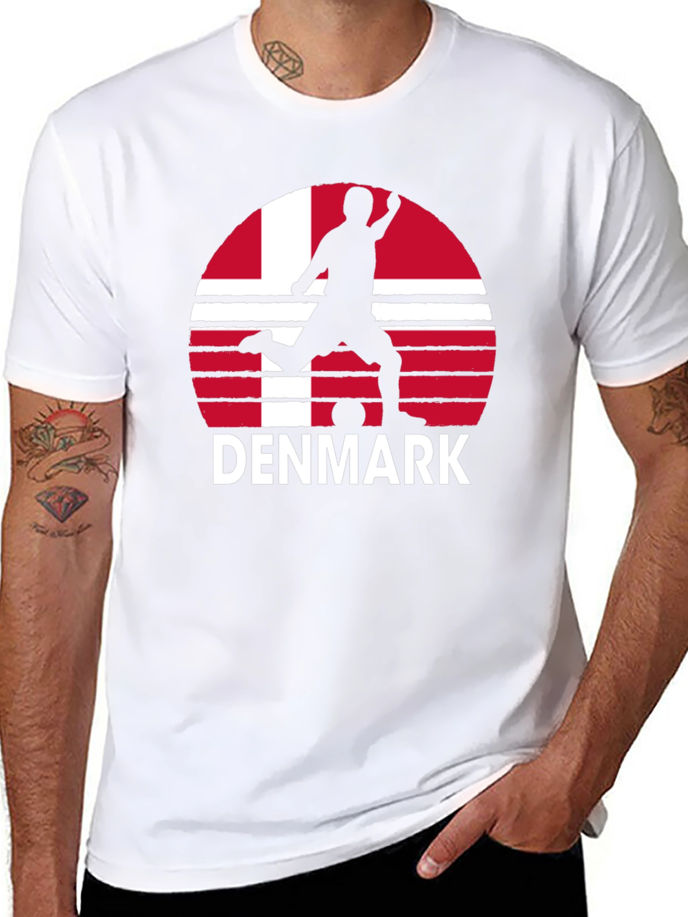 Denmark Soccer T-Shirt - Black Graphic Tee