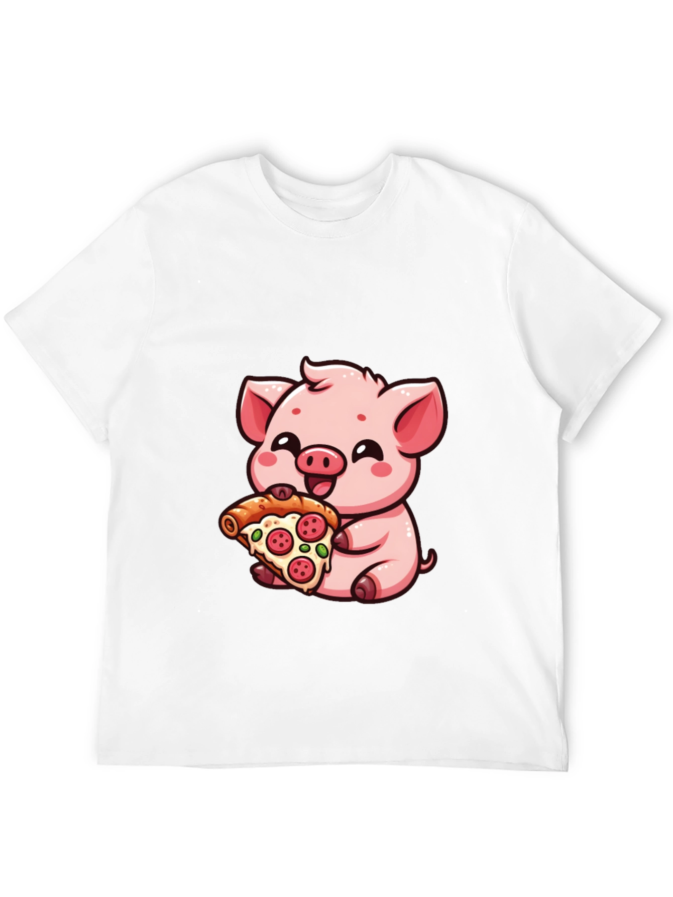 Cute Pig Pizza Lover T-Shirt - Black