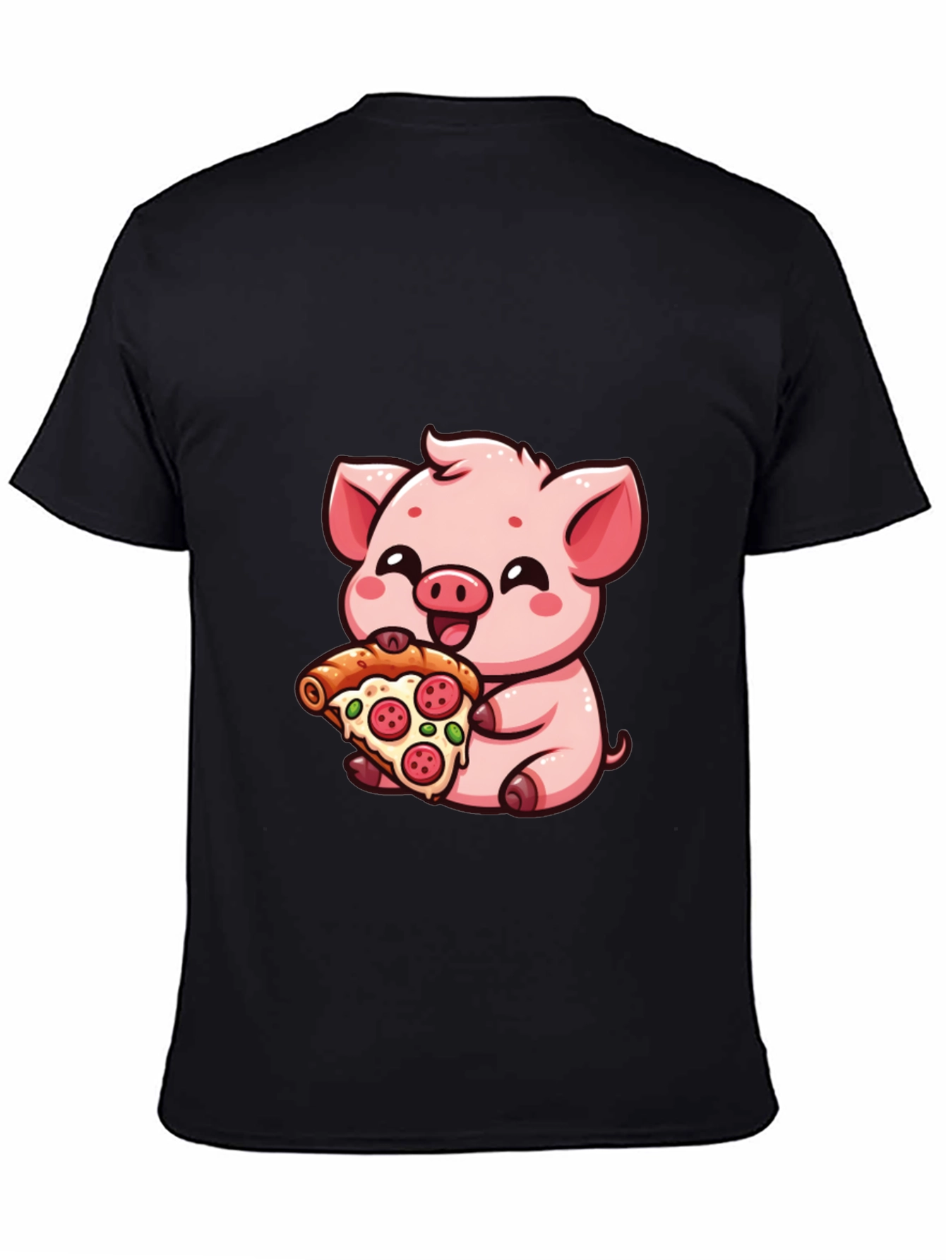 Cute Pig Pizza Lover T-Shirt - Black