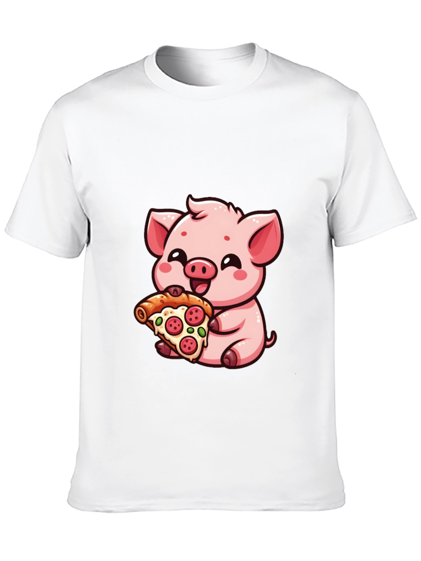 Cute Pig Pizza Lover T-Shirt - Black