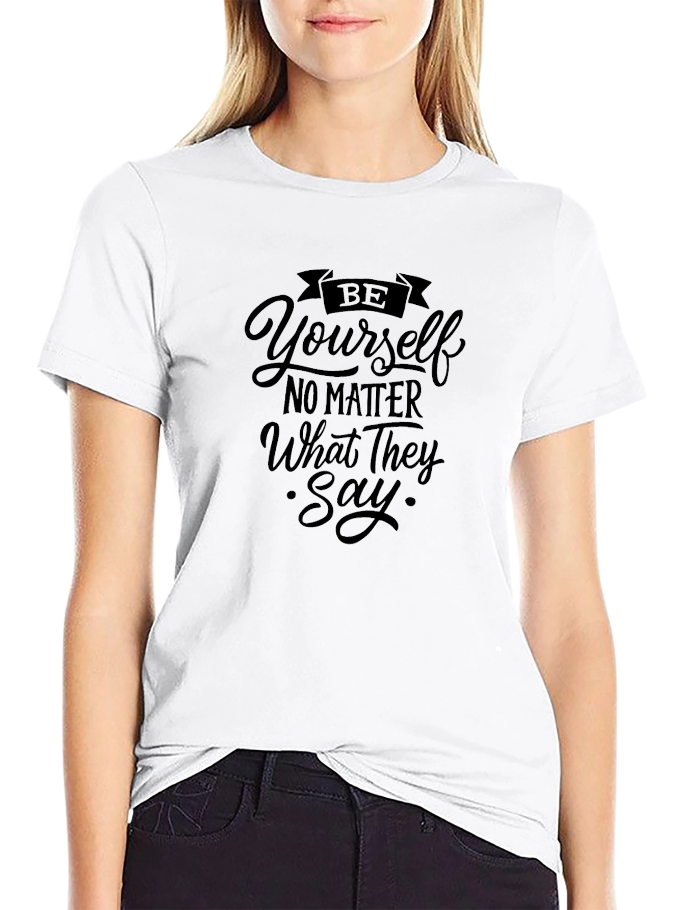 Be Yourself Graphic Tee - Black Cotton Blend
