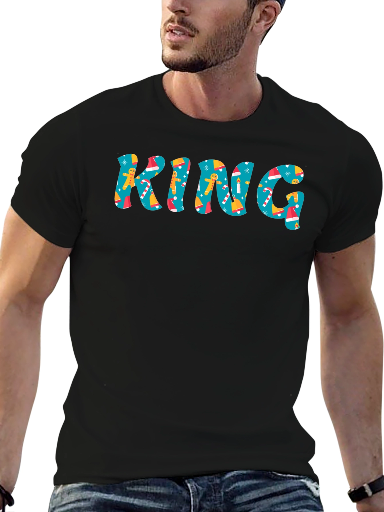 Festive KING Christmas Pattern T-Shirt