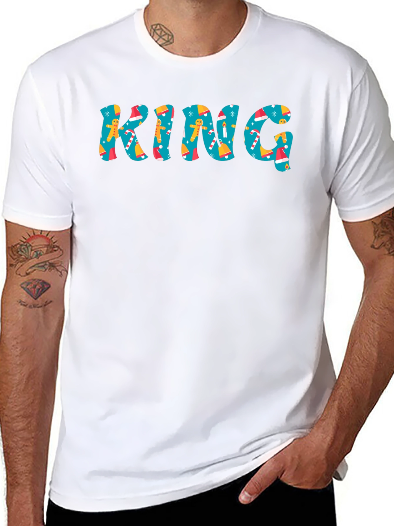 Festive KING Christmas Pattern T-Shirt