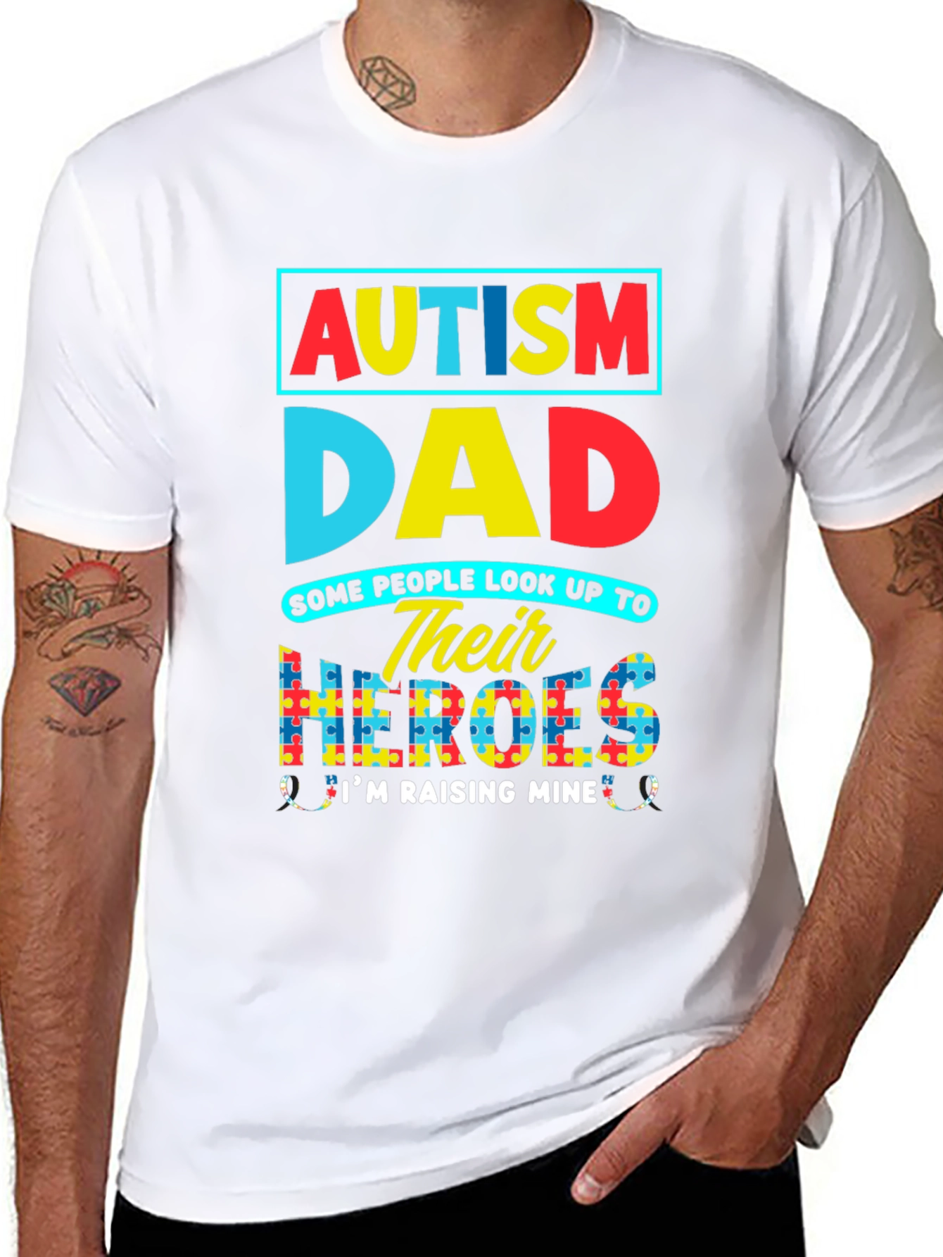 Autism Dad T-Shirt: Raising My Heroes