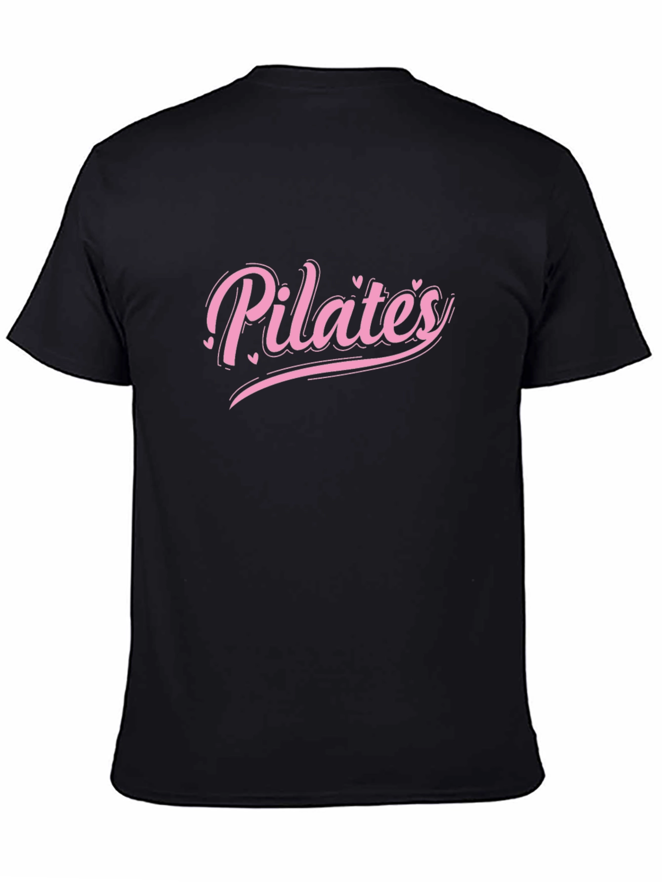 Pilates Pink Heart Graphic Black T-Shirt