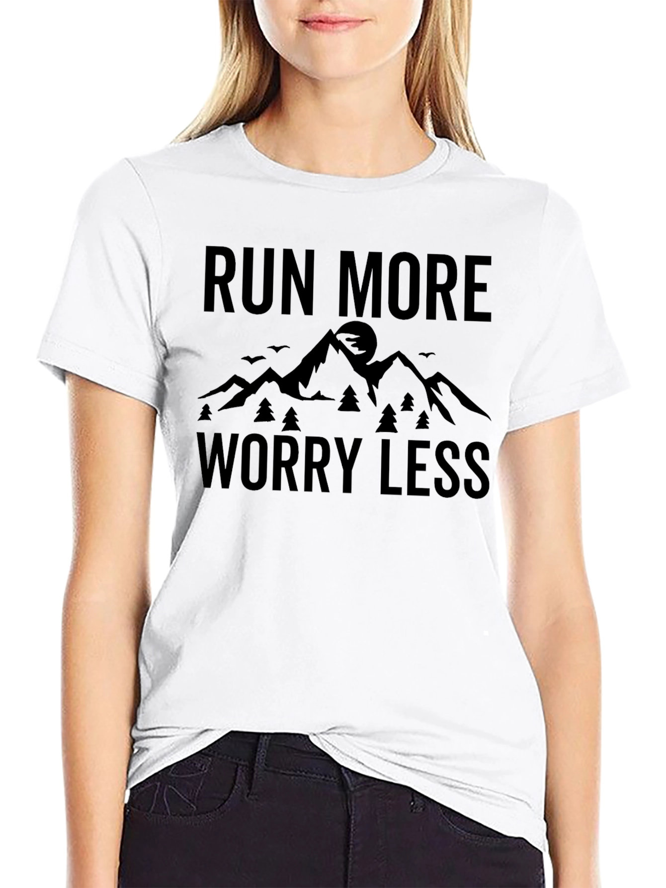 Run More Worry Less Graphic Tee