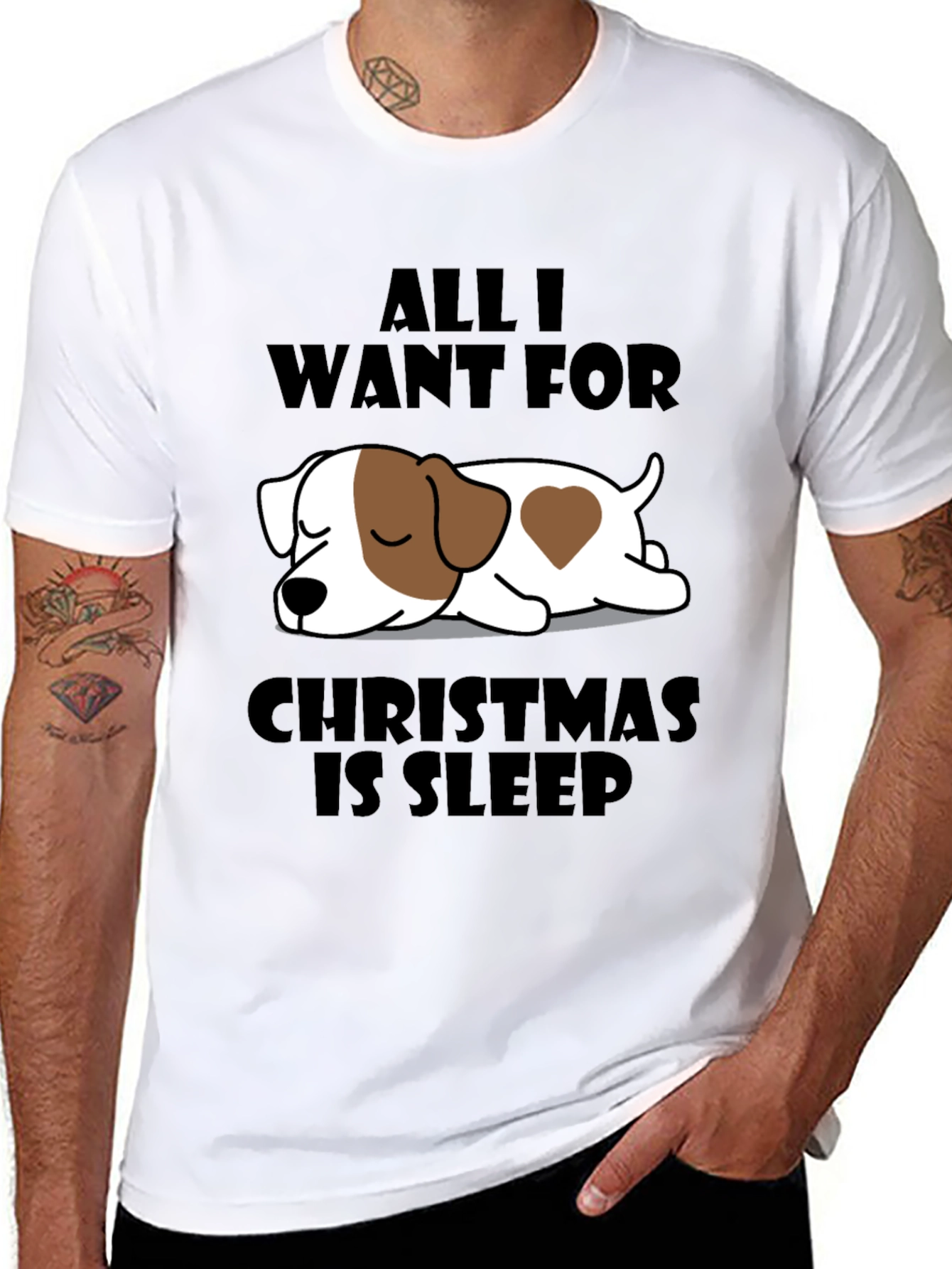Sleepy Dog Christmas T-Shirt