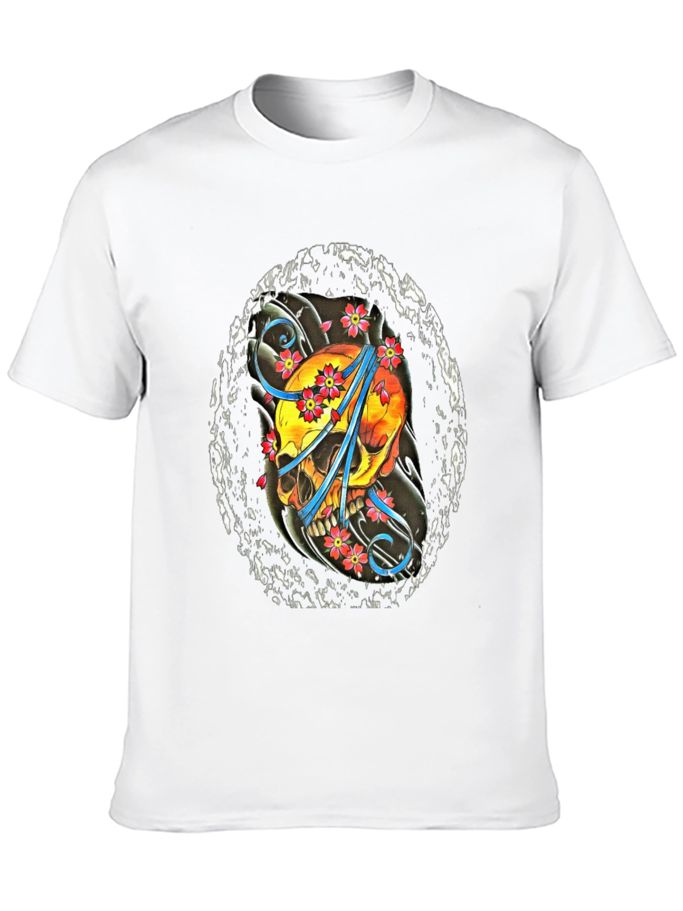 Skull & Flowers Graphic T-Shirt - Stylish Cotton Tee