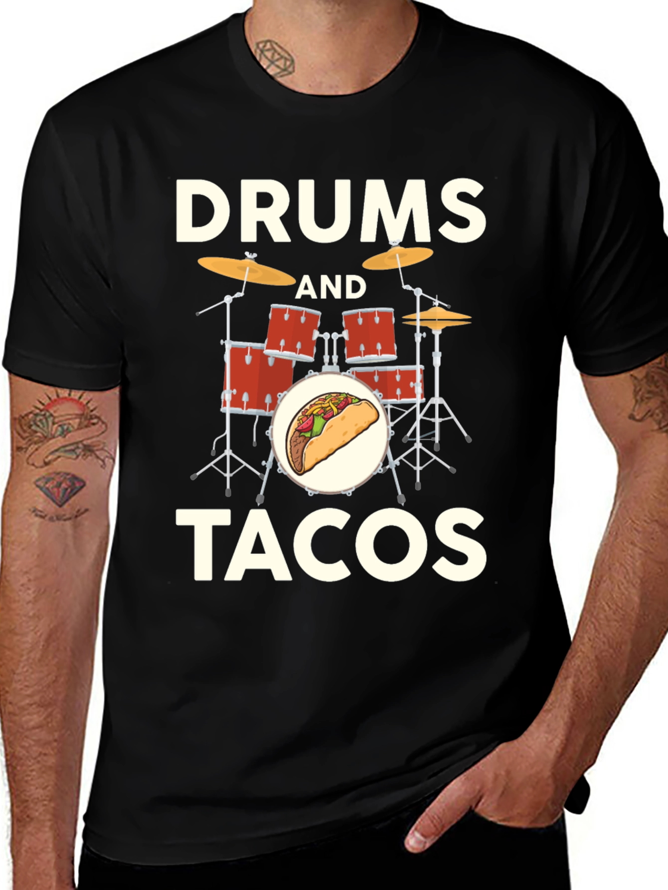 Drums and Tacos T-Shirt: Musician Foodie Tee