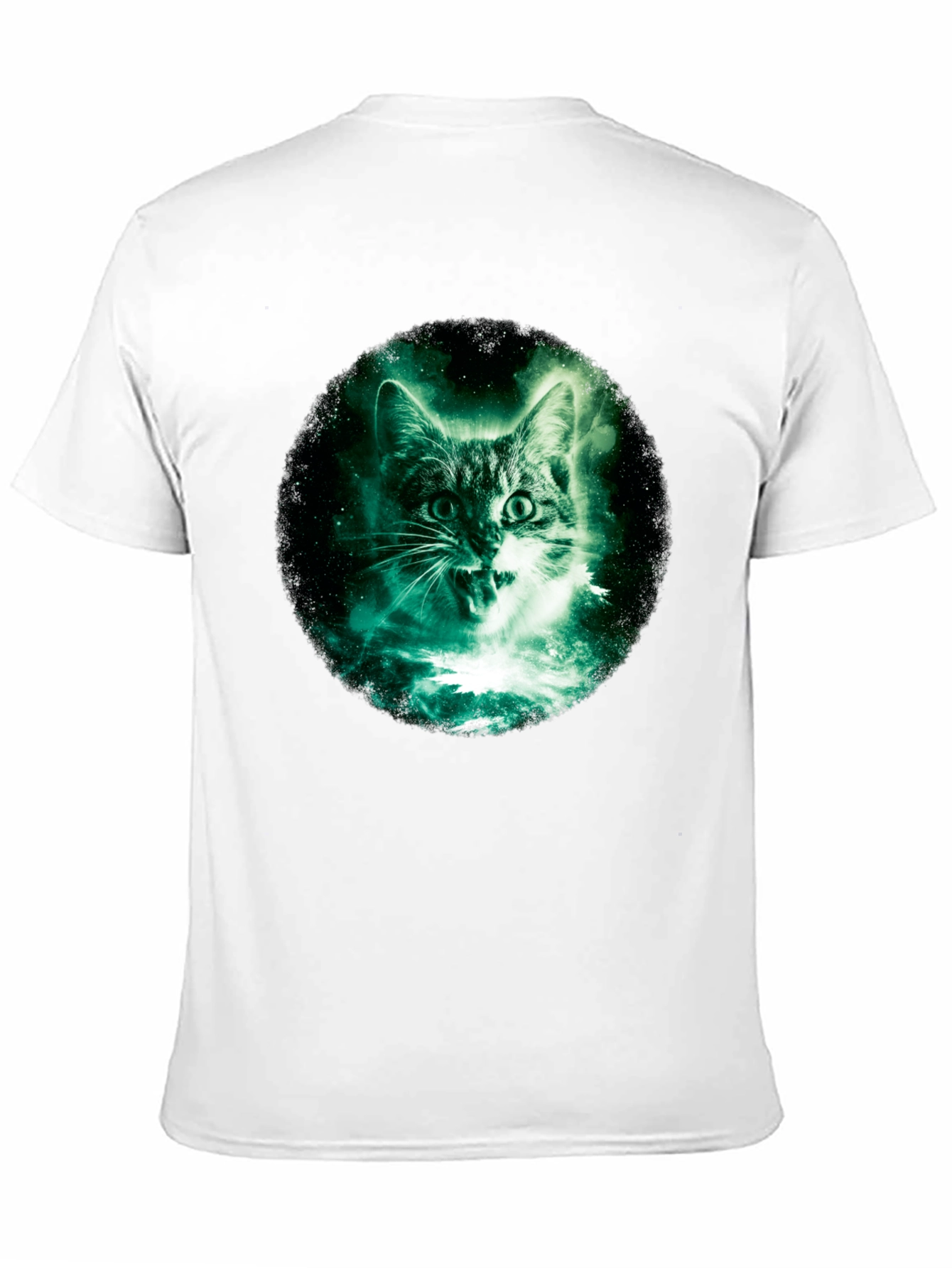 Galaxy Cat Graphic Print Black T-Shirt