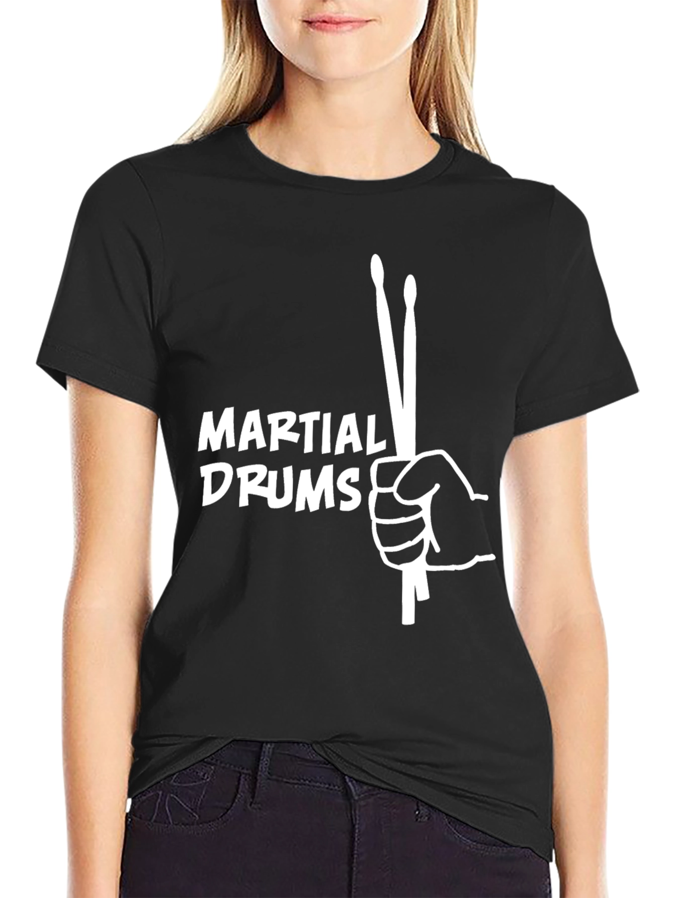 Martial Drums T-Shirt - Black Cotton Blend Tee