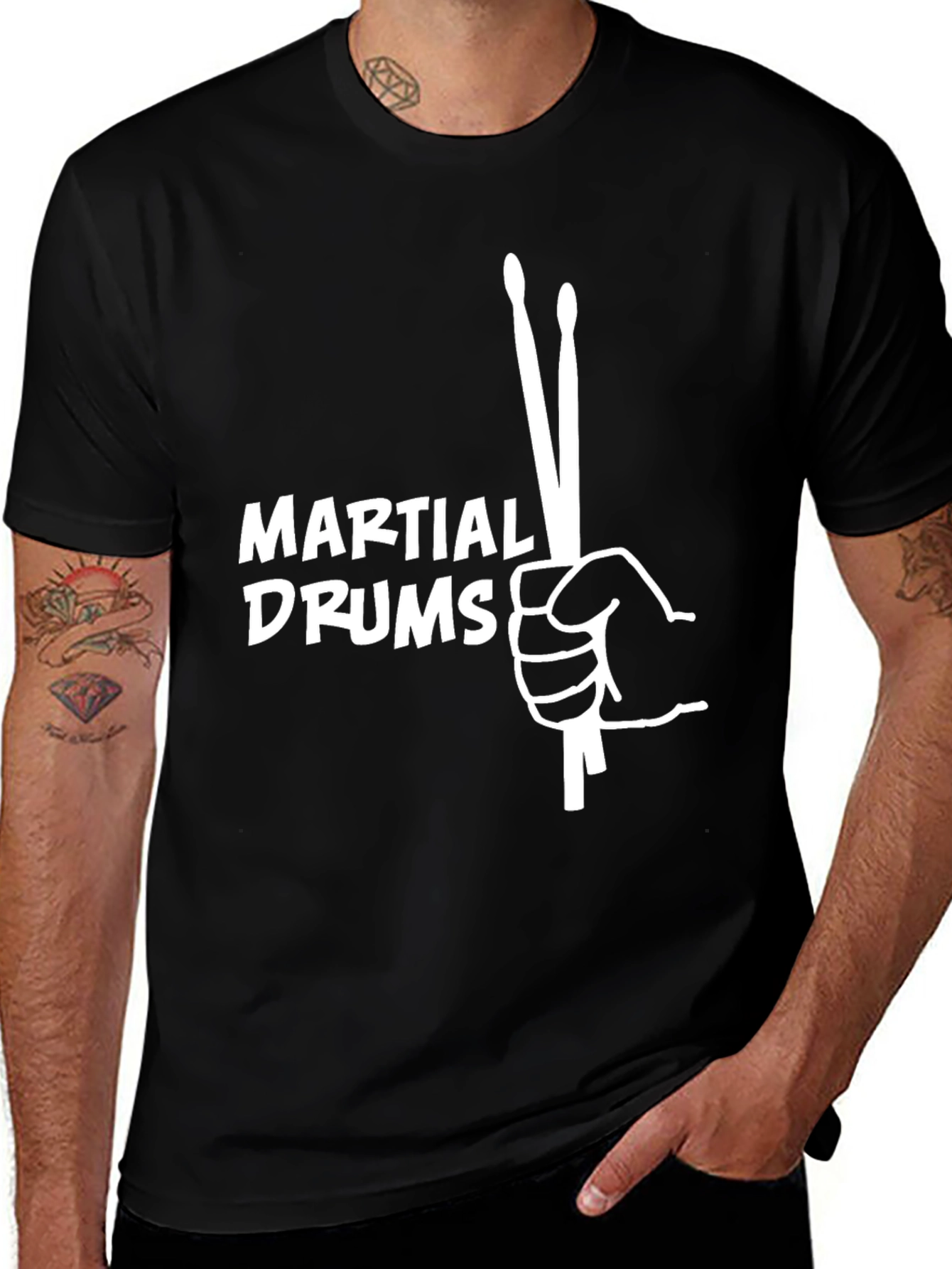 Martial Drums T-Shirt - Black Cotton Blend Tee