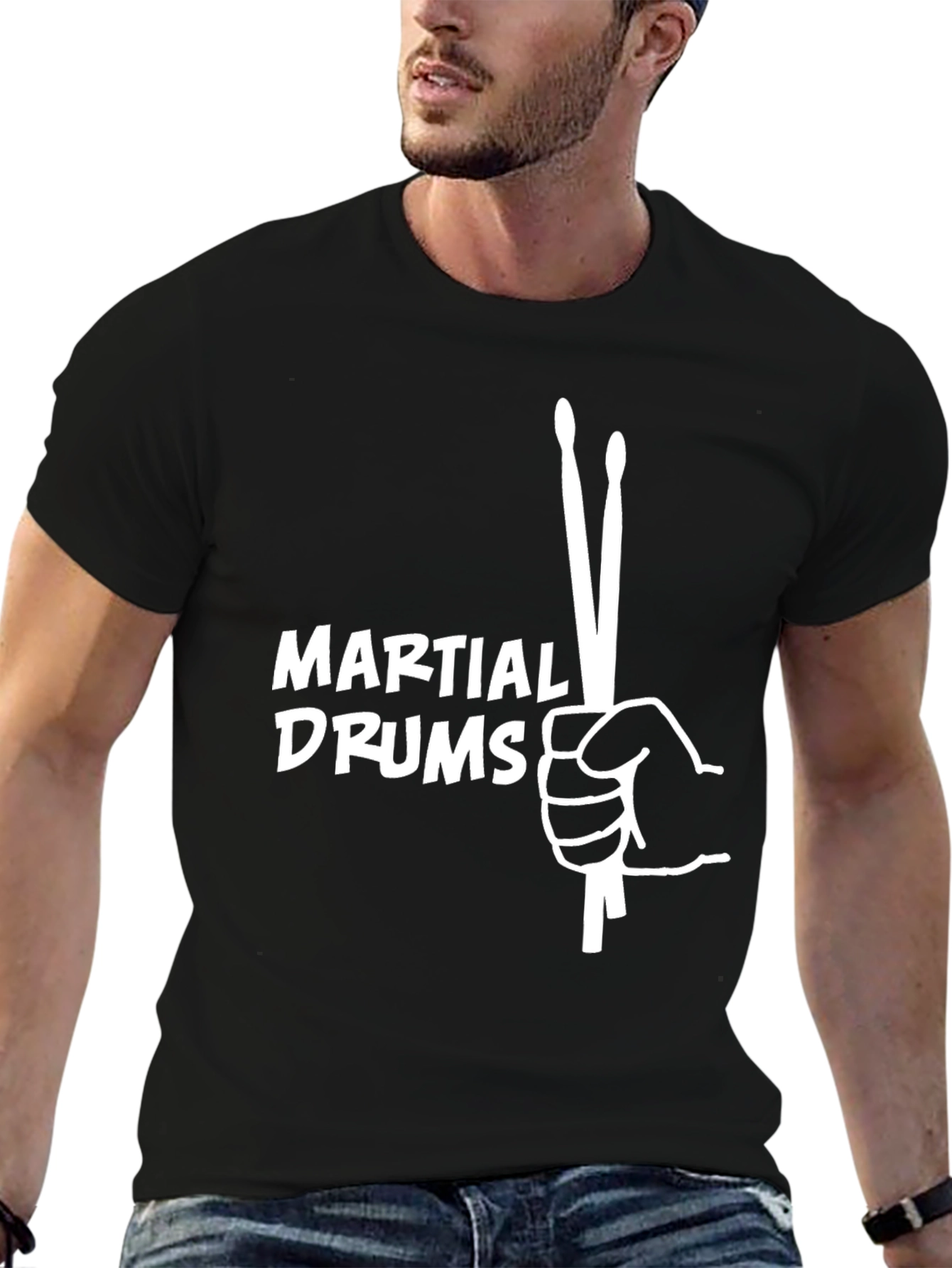 Martial Drums T-Shirt - Black Cotton Blend Tee