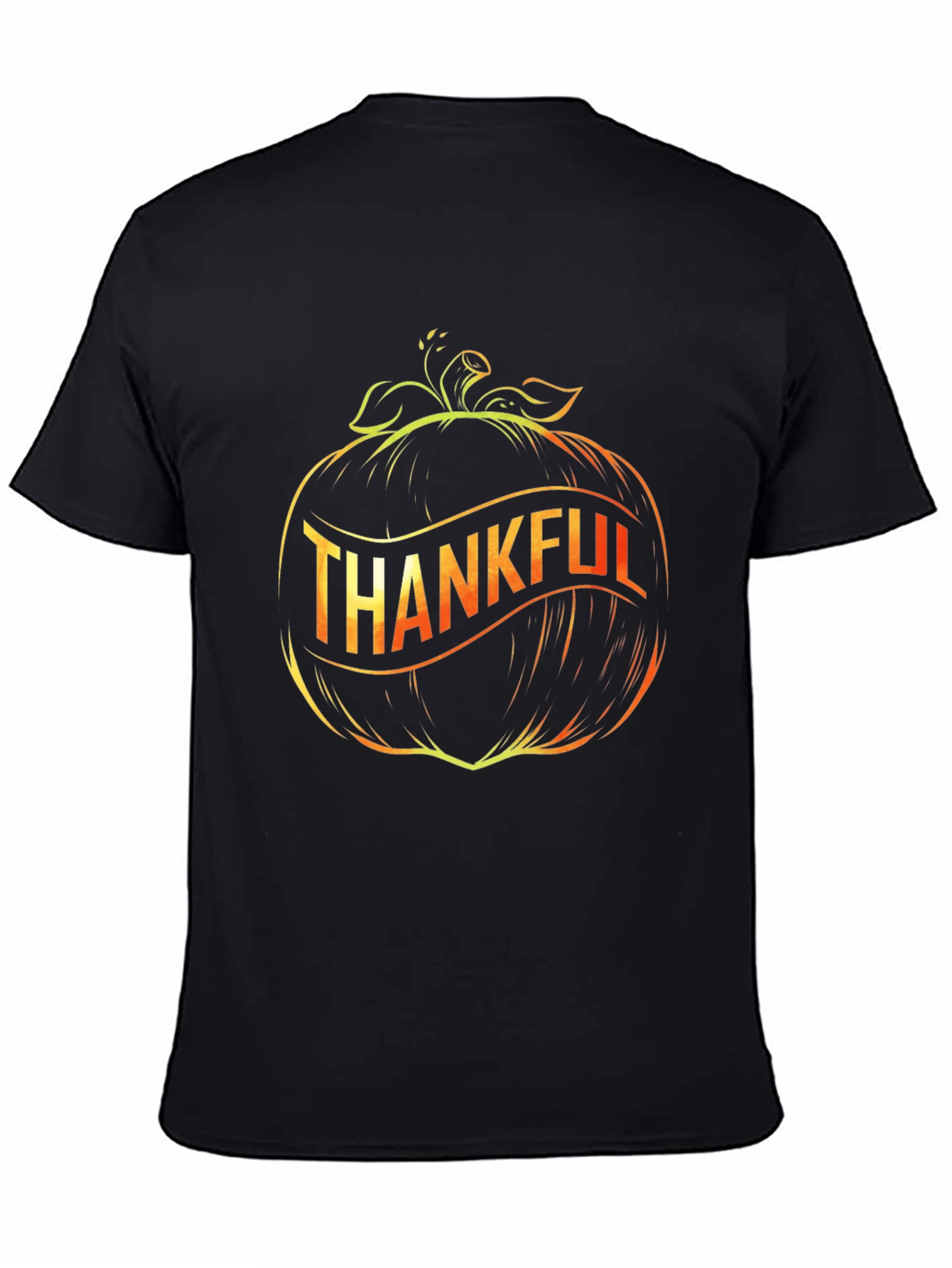 Thankful Pumpkin Graphic Black T-Shirt