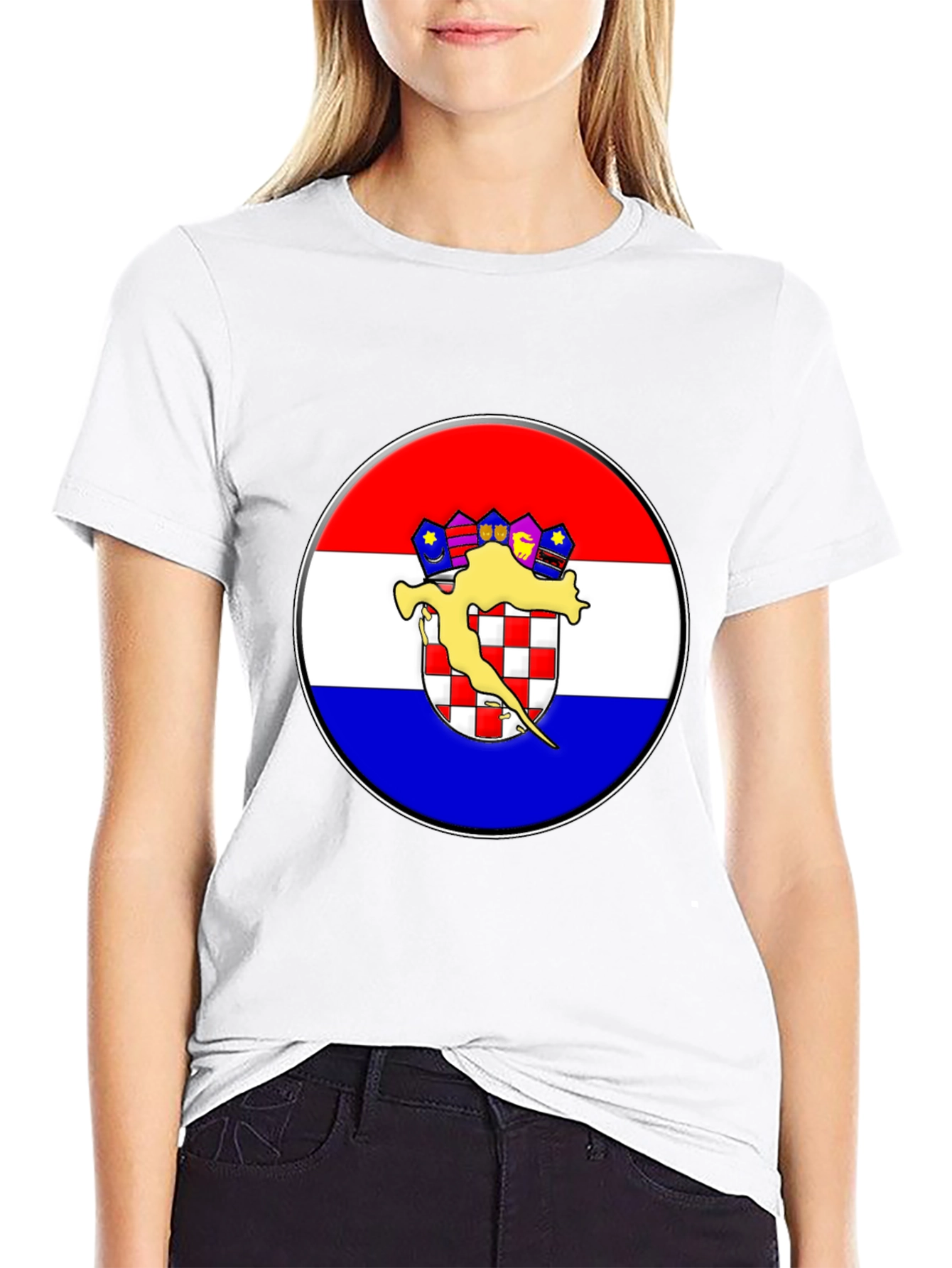 Croatian Flag Graphic T-Shirt - Black