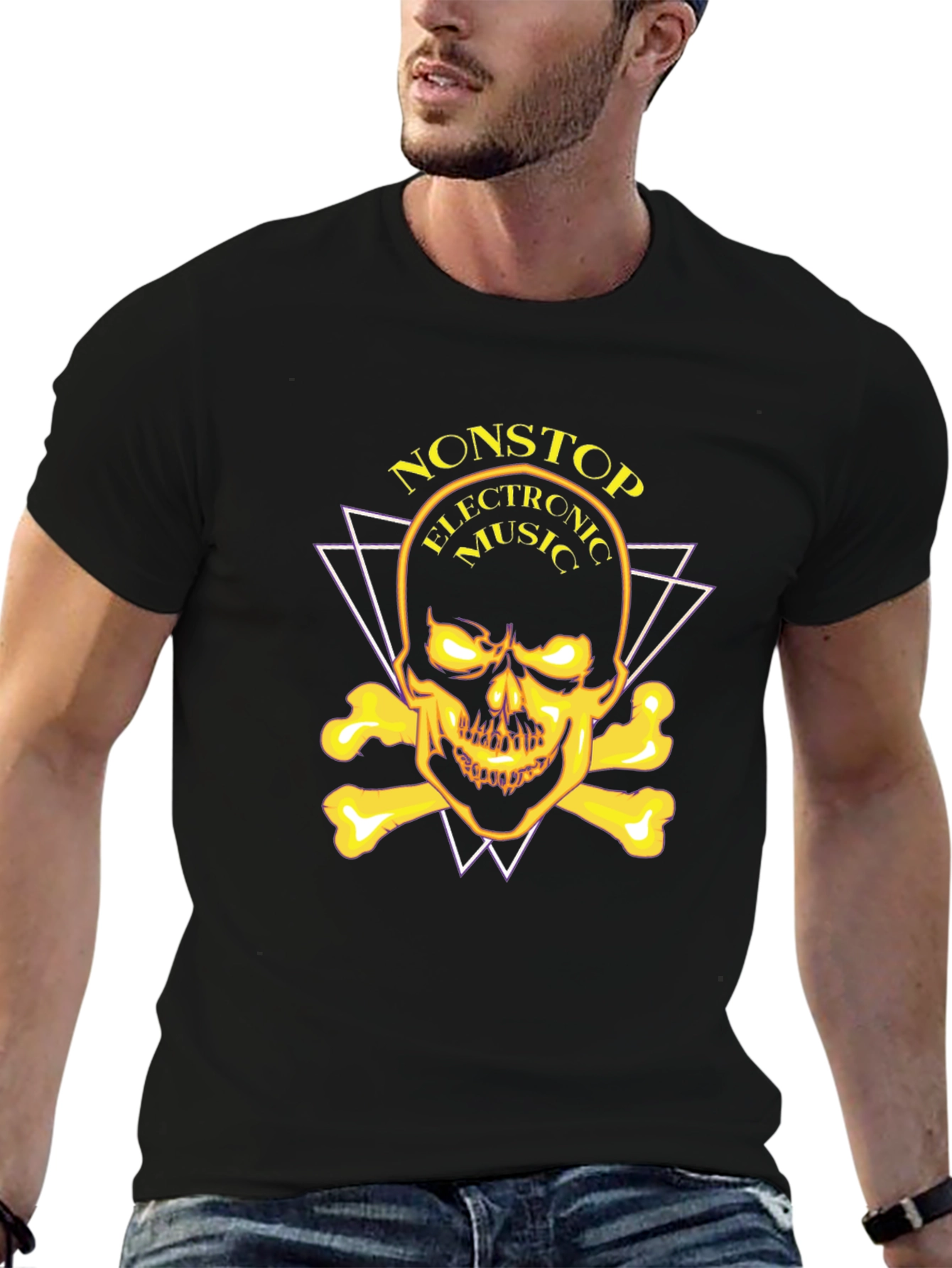 Nonstop Electronic Music Skull Graphic Tee