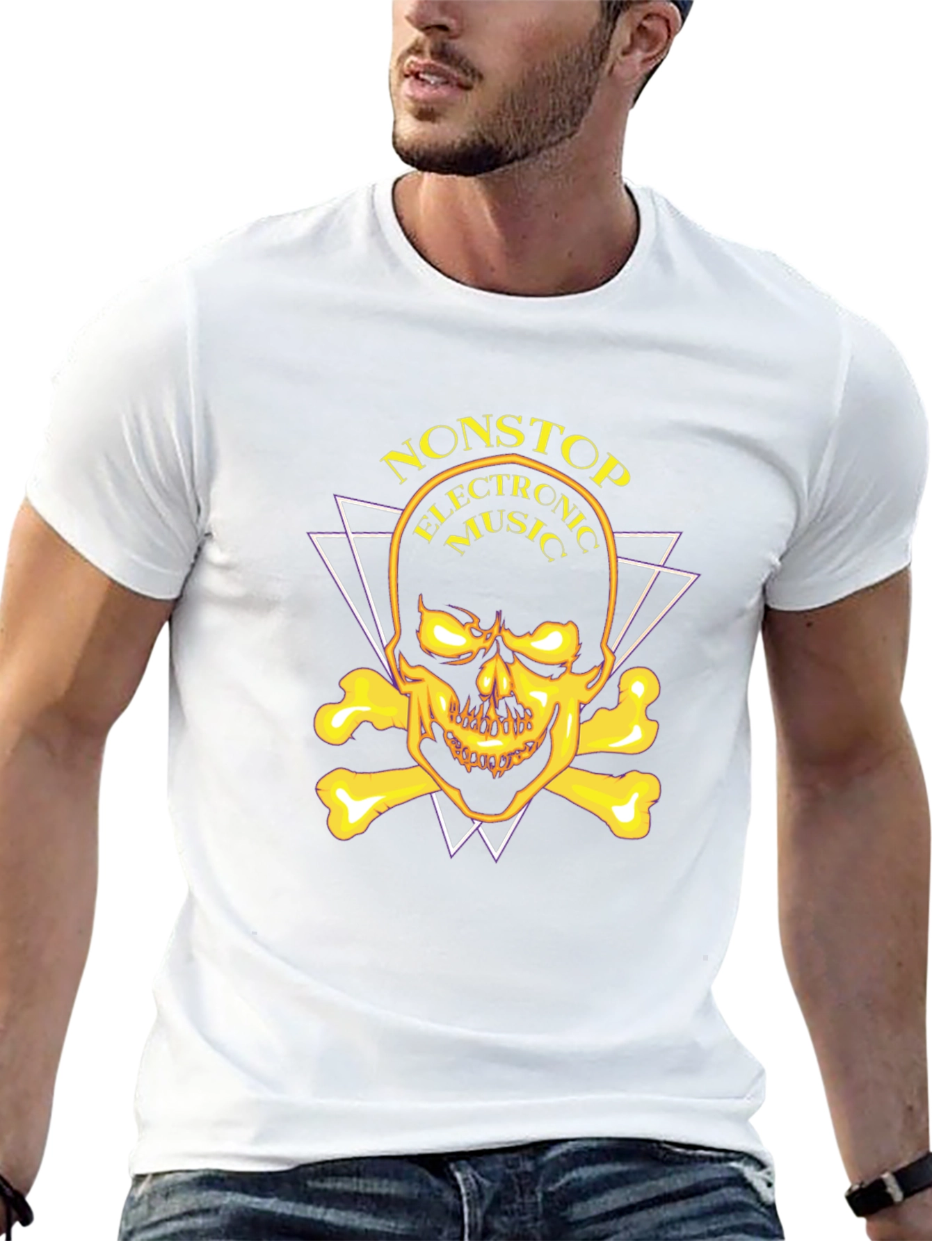 Nonstop Electronic Music Skull Graphic Tee