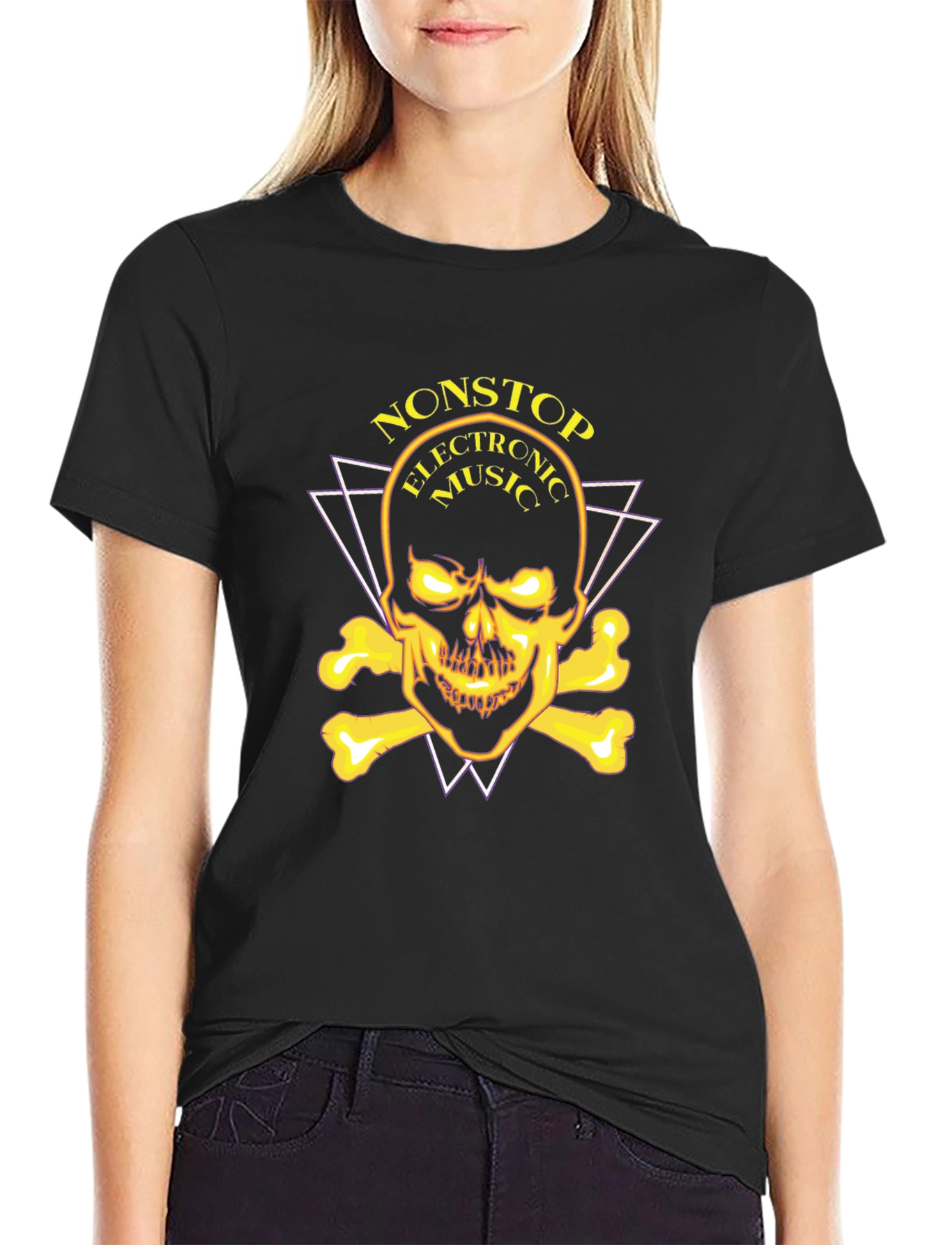Nonstop Electronic Music Skull Graphic Tee