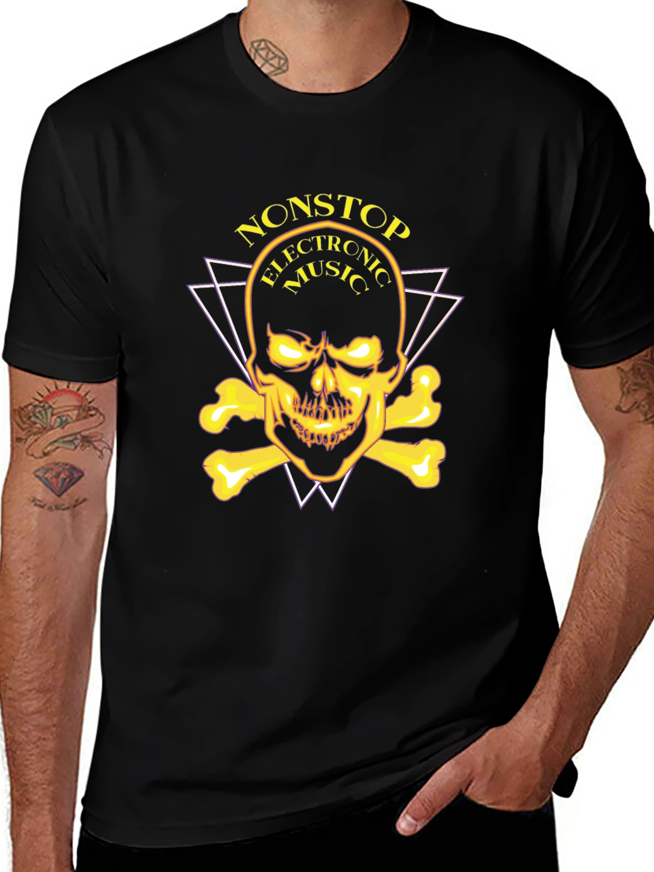 Nonstop Electronic Music Skull Graphic Tee