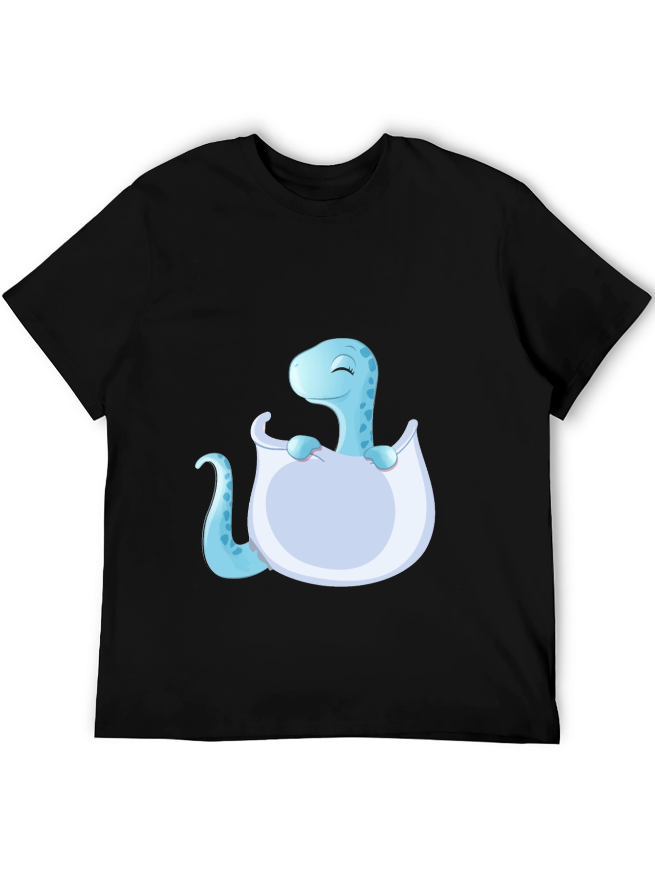 Cute Baby Dino Hatching Black T-Shirt