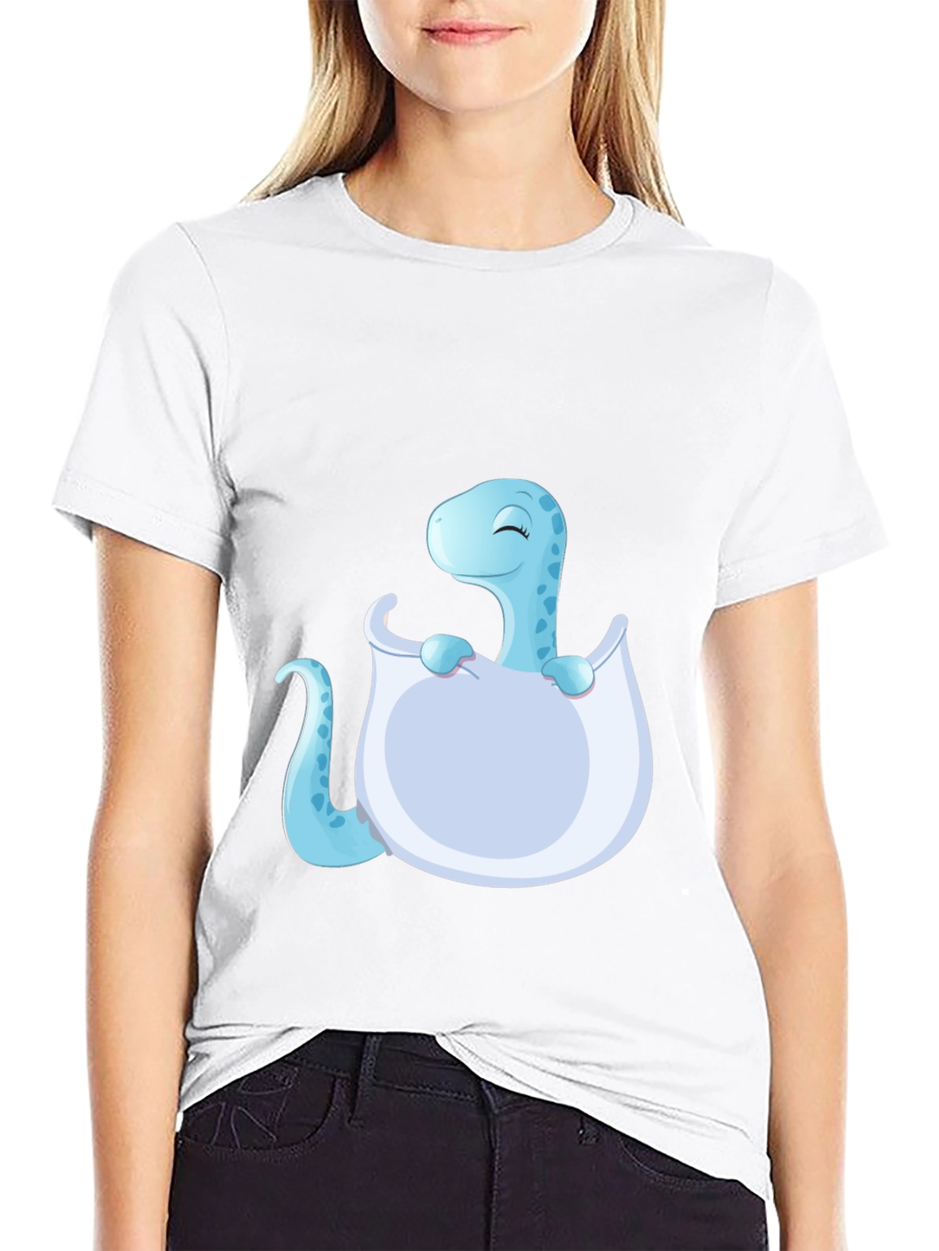 Cute Baby Dino Hatching Black T-Shirt
