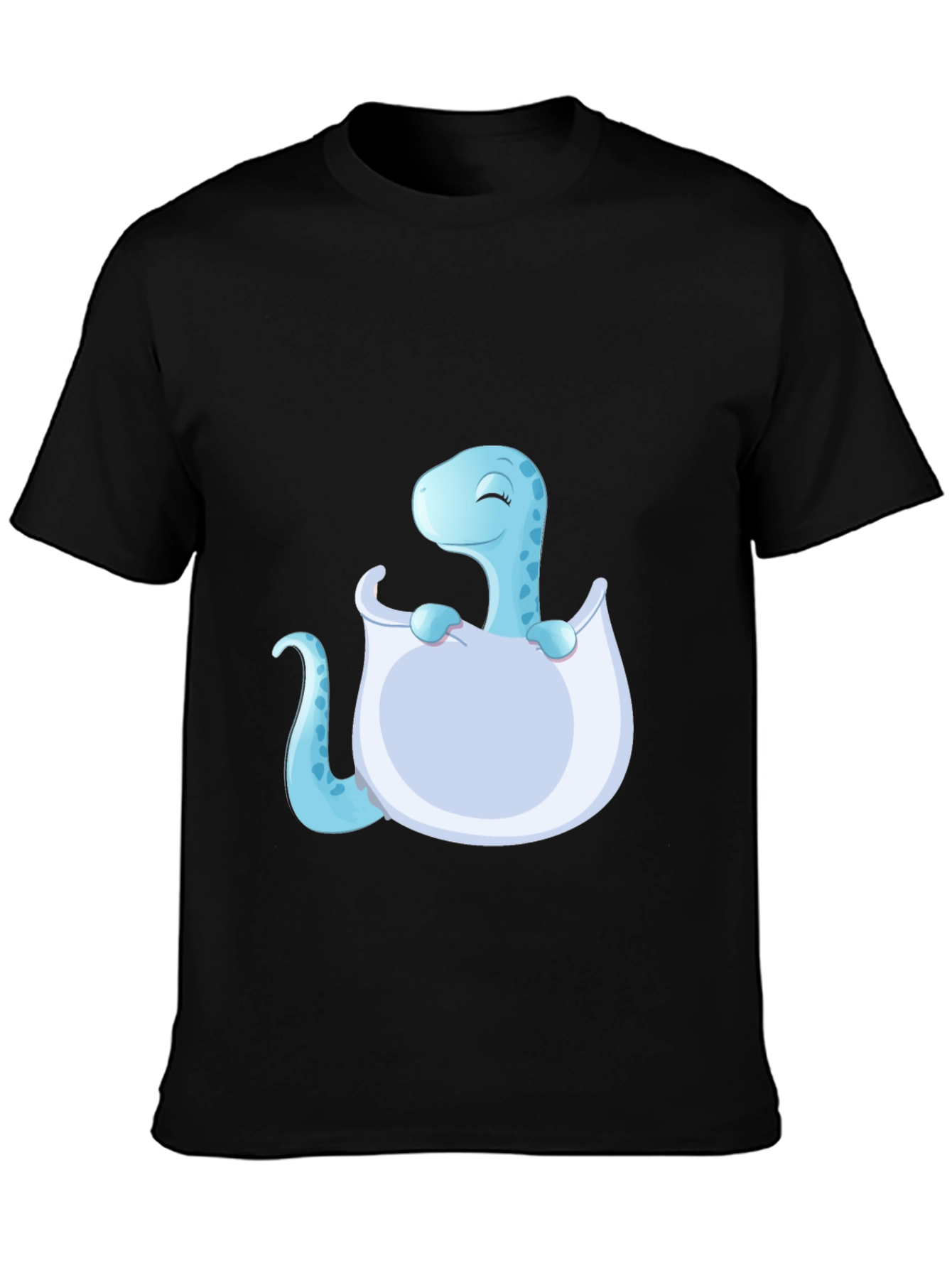 Cute Baby Dino Hatching Black T-Shirt