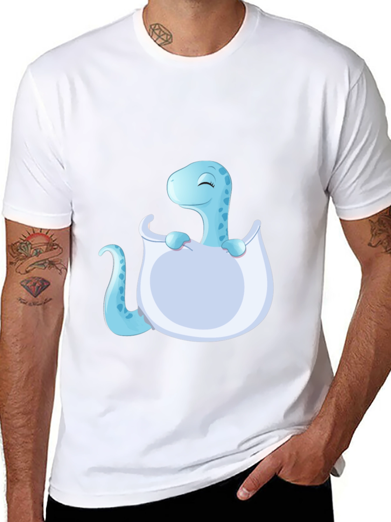 Cute Baby Dino Hatching Black T-Shirt