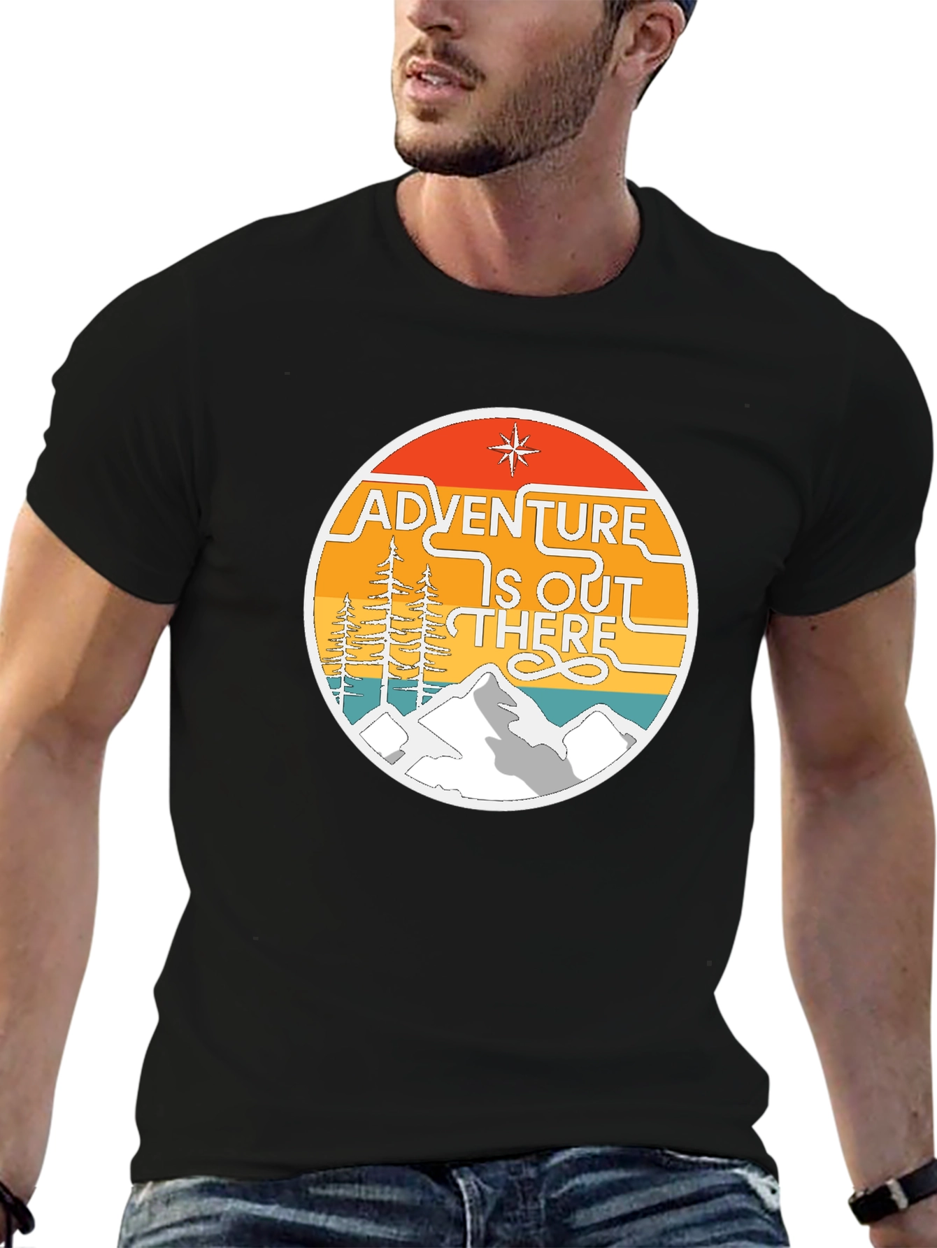 Adventure Is Out There Graphic Tee - Black Cotton