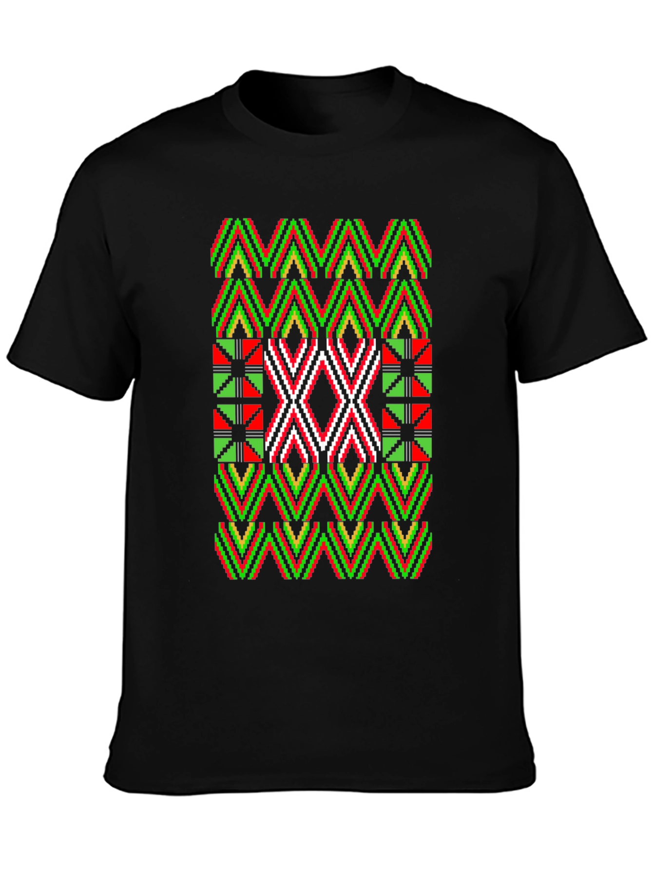 Geometric African Pattern T-Shirt - Black