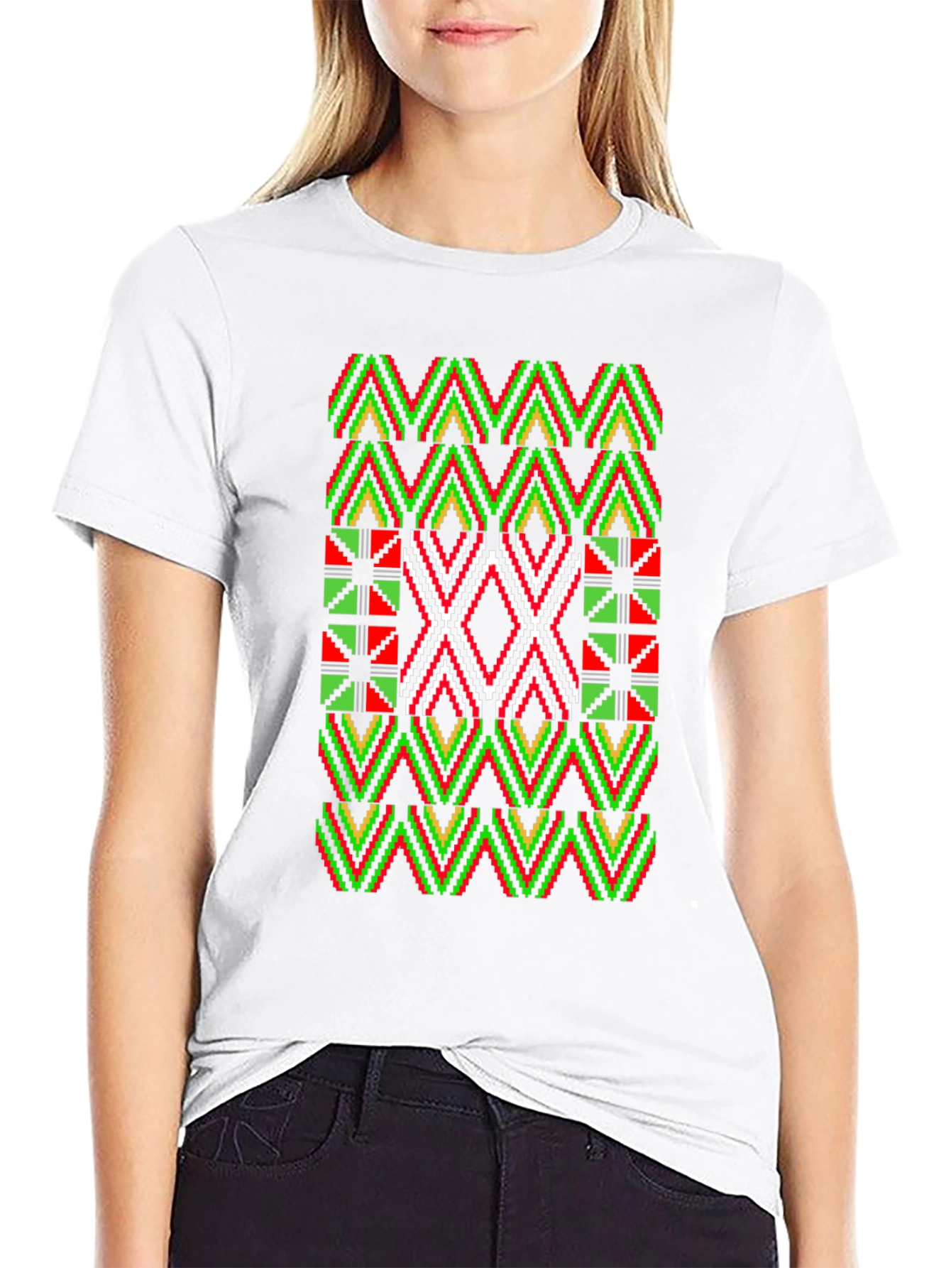 Geometric African Pattern T-Shirt - Black