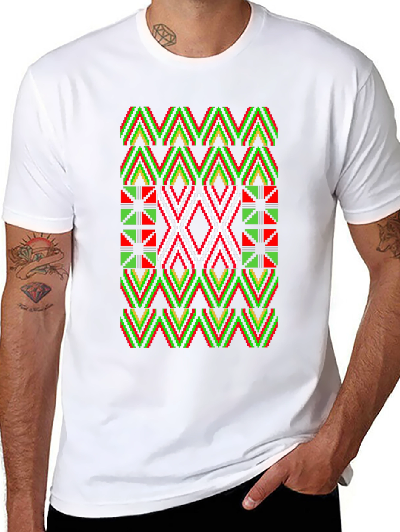 Geometric African Pattern T-Shirt - Black