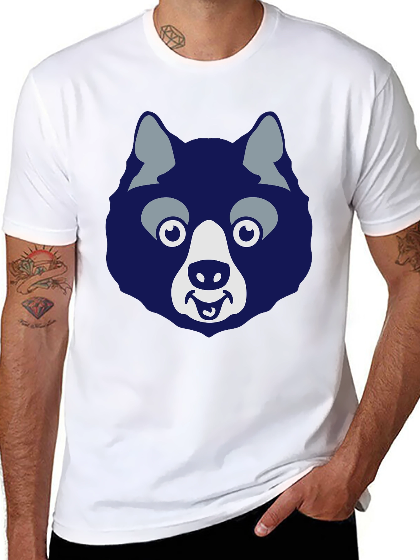 Funny Husky Graphic Tee - Mens Black T-Shirt