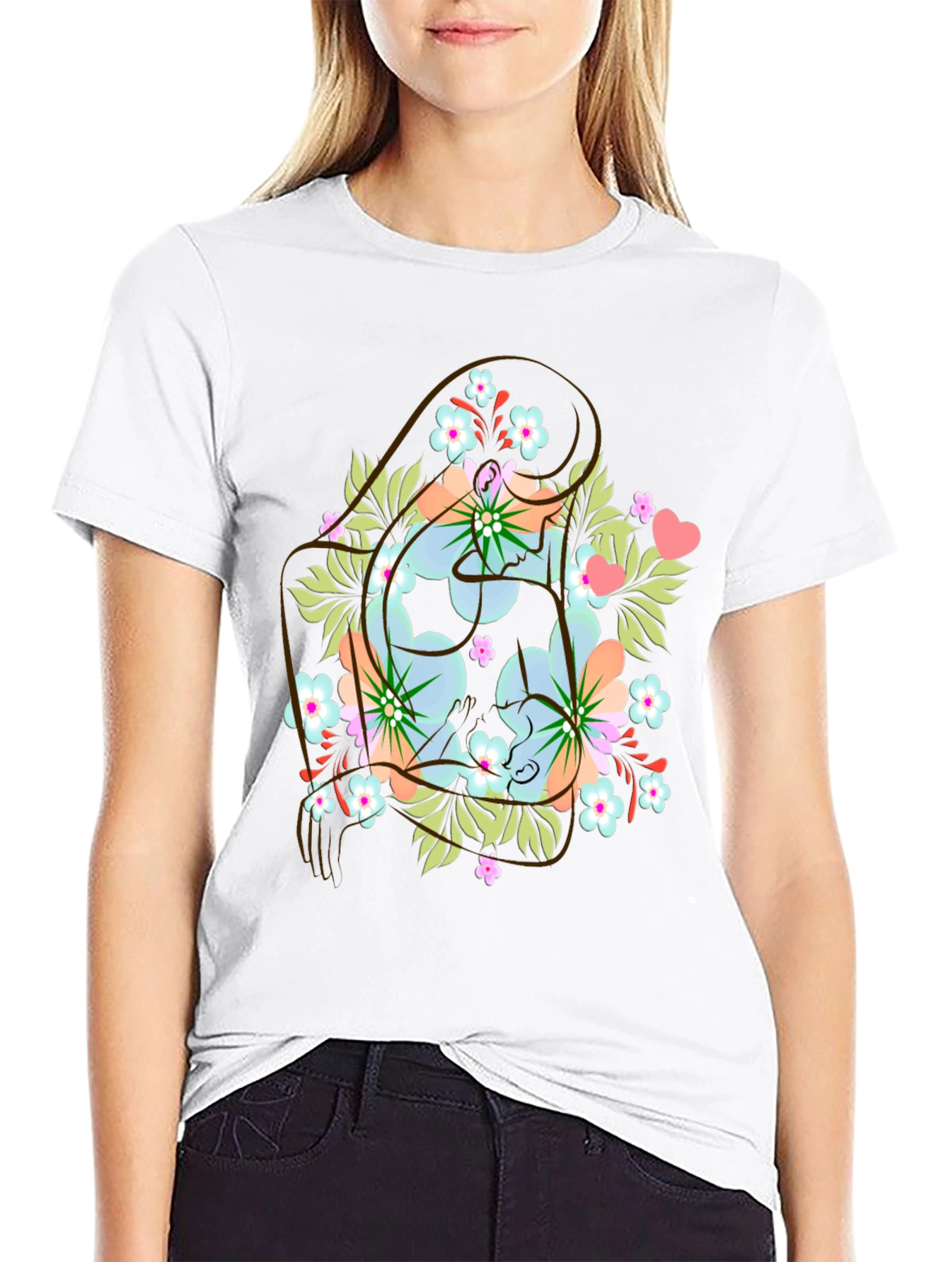 Floral Yin Yang Mens Graphic Tee - Black
