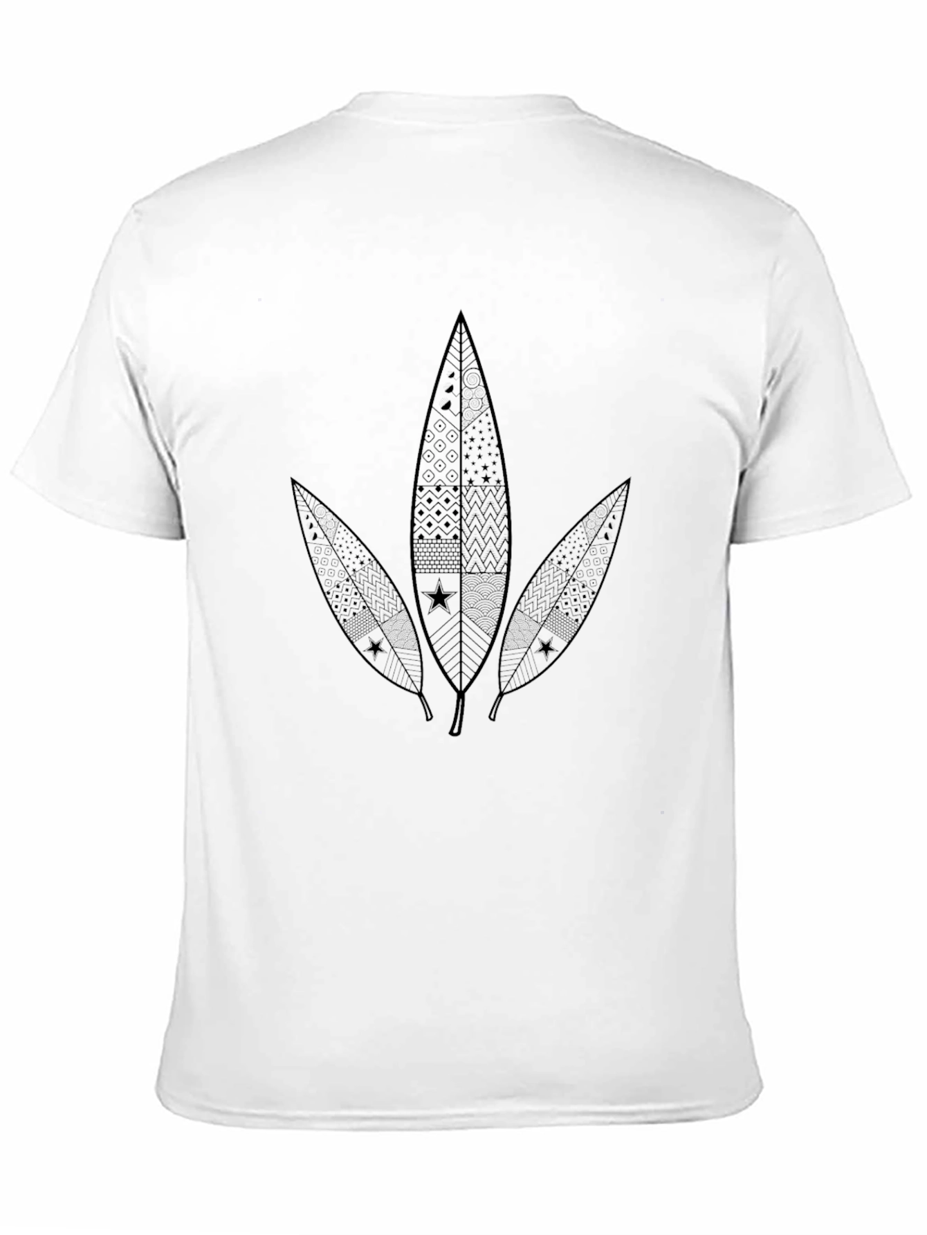 Leaf Pattern Black T-Shirt