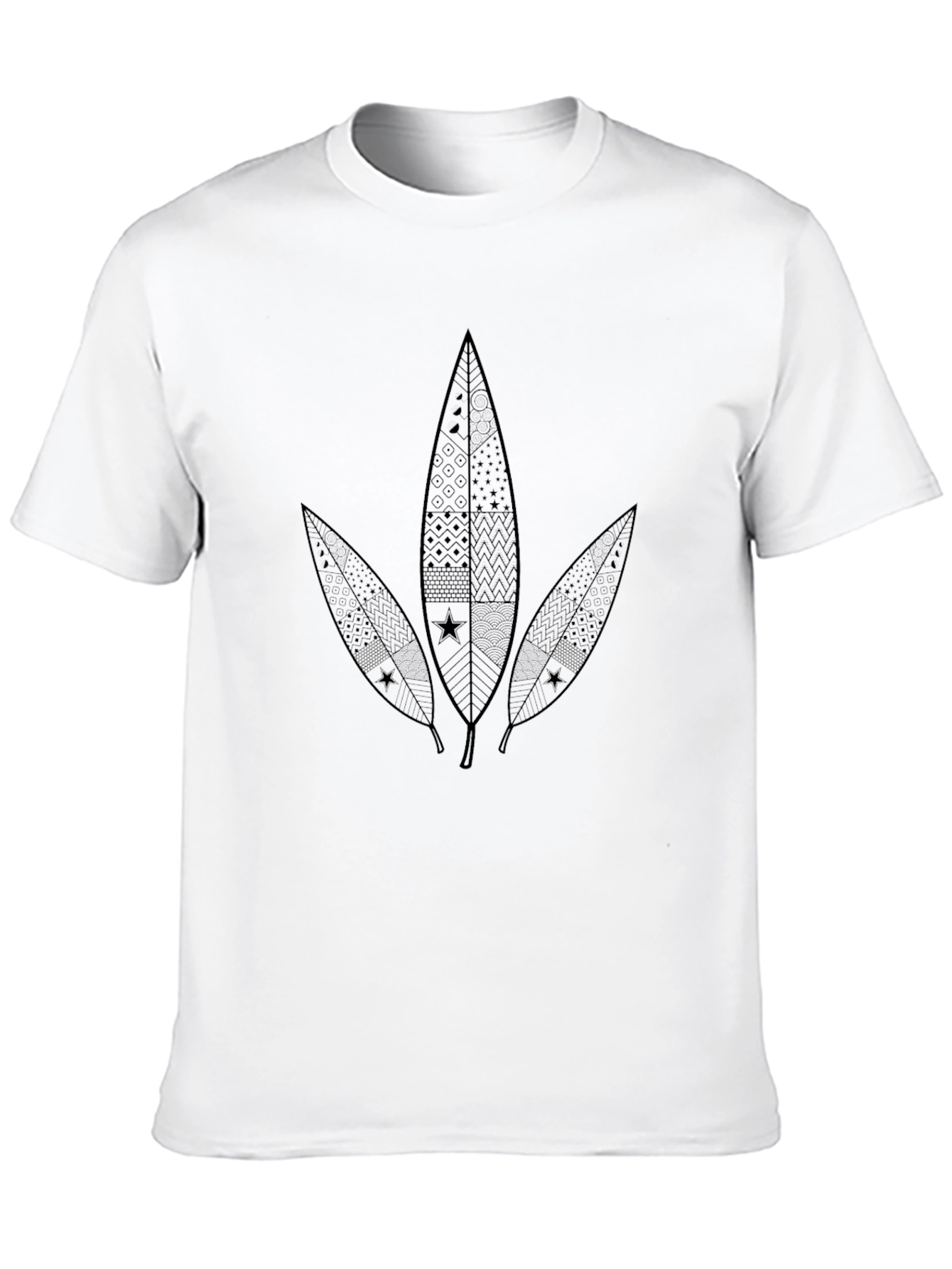 Leaf Pattern Black T-Shirt