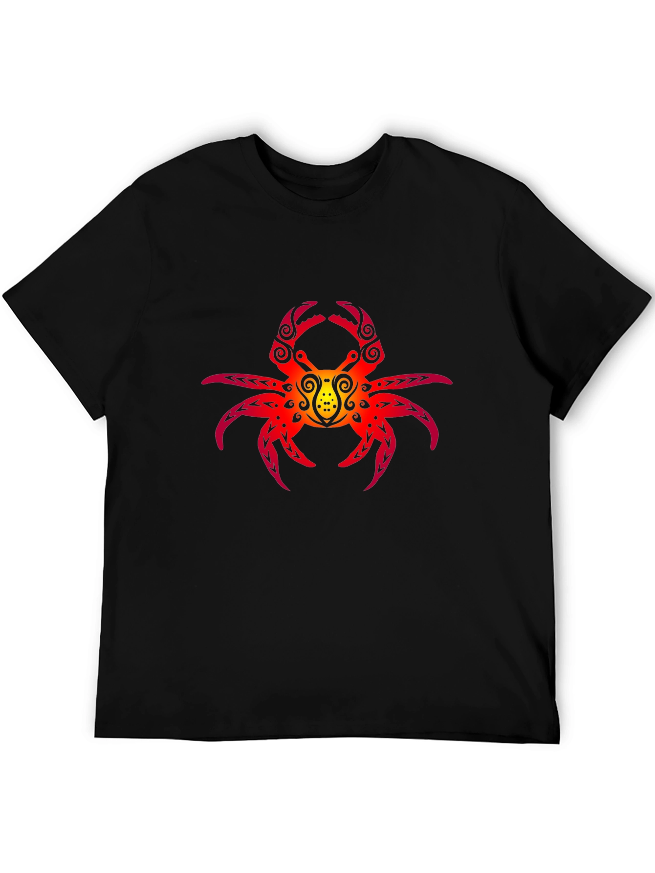 Tribal Crab Graphic Black T-Shirt