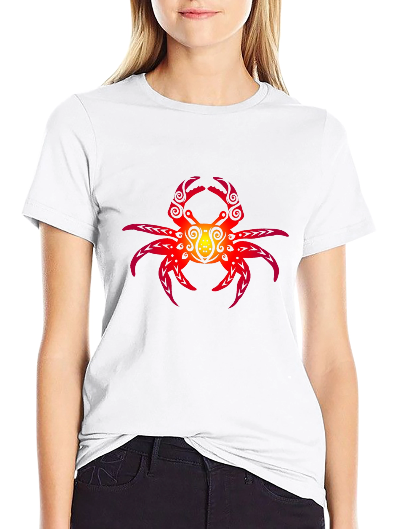 Tribal Crab Graphic Black T-Shirt