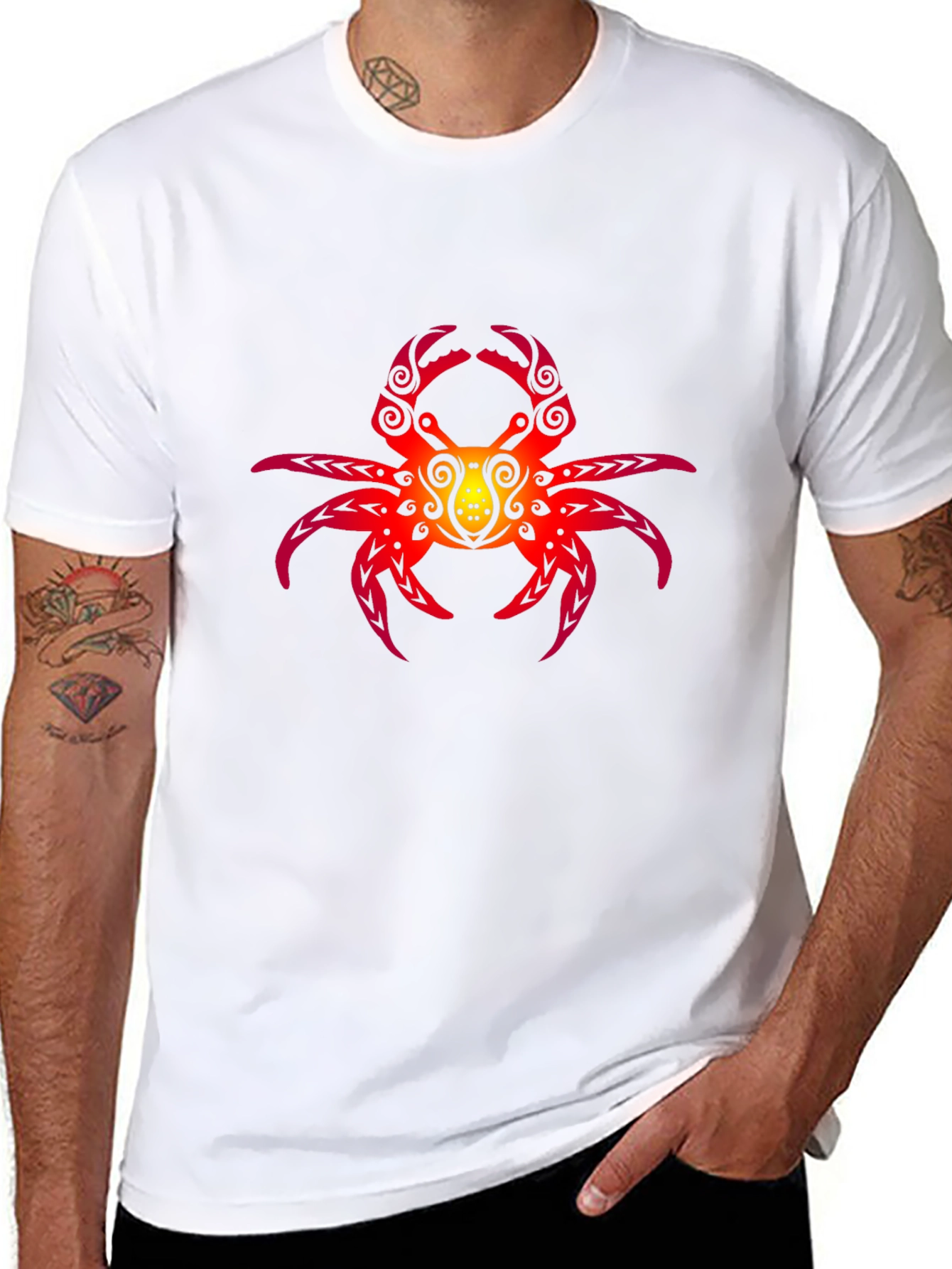 Tribal Crab Graphic Black T-Shirt
