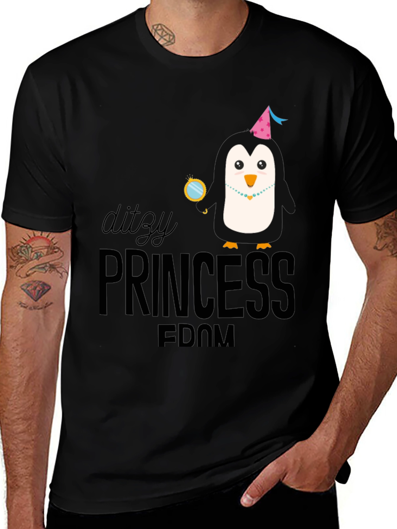 DITZY PRINCESS-Penguin in Party Hat T-Shirt