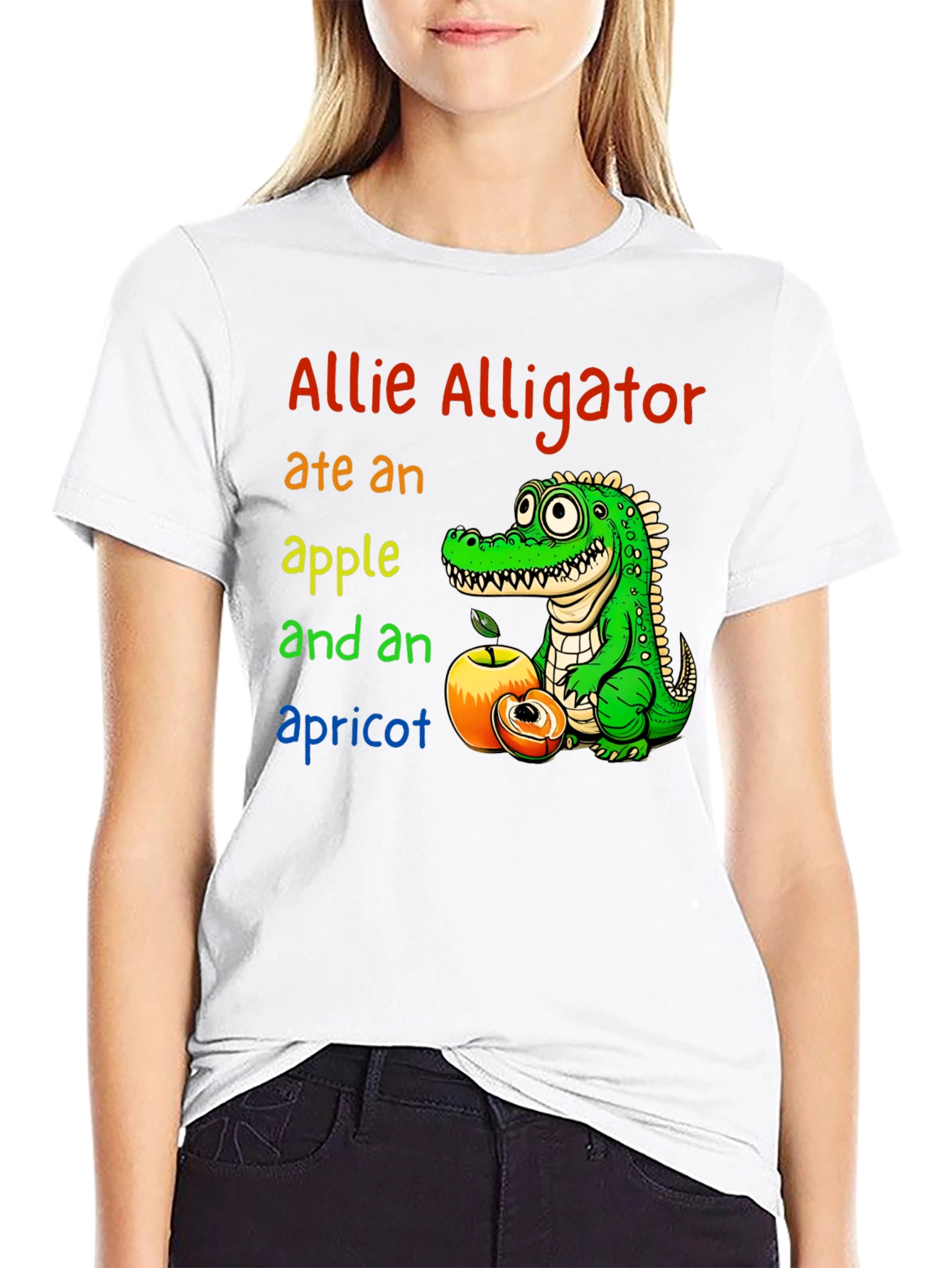 Allie Alligator Eats Apple & Apricot Graphic Tee